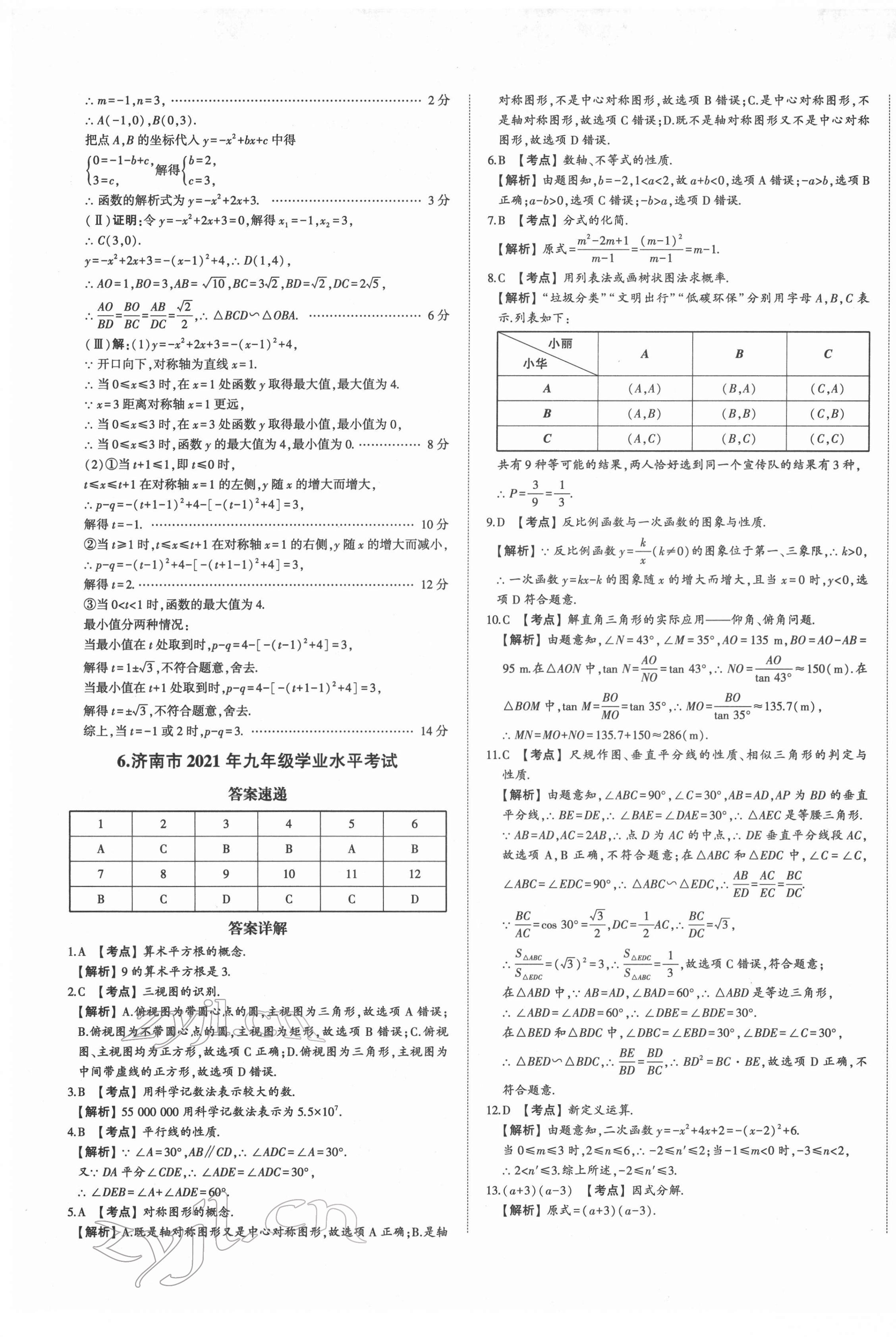 2022年星跃龙门中考真题汇编卷数学人教版山东专版&nbsp;第13页