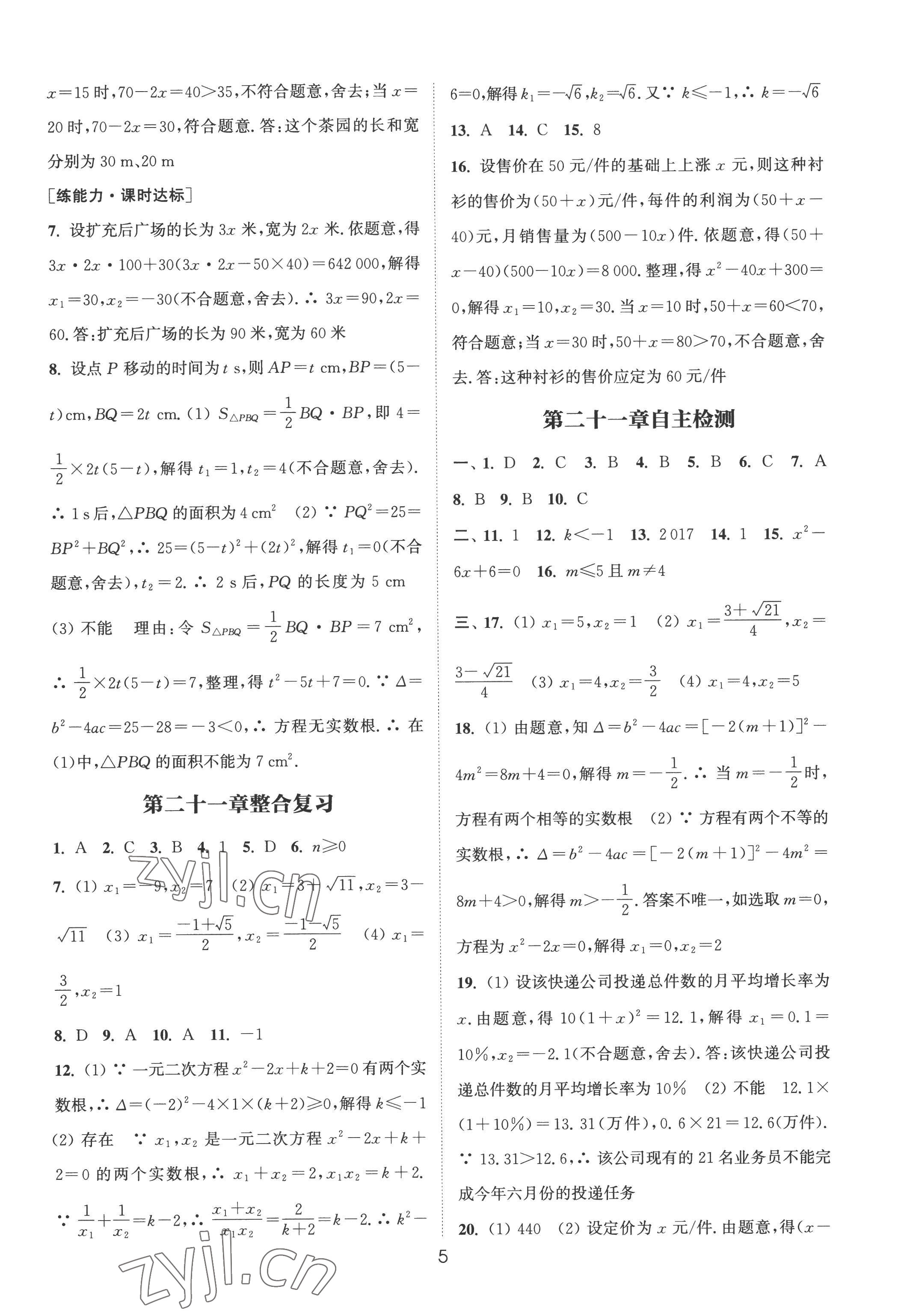 2022年通城学典小题精练九年级数学上册人教版&nbsp;第5页