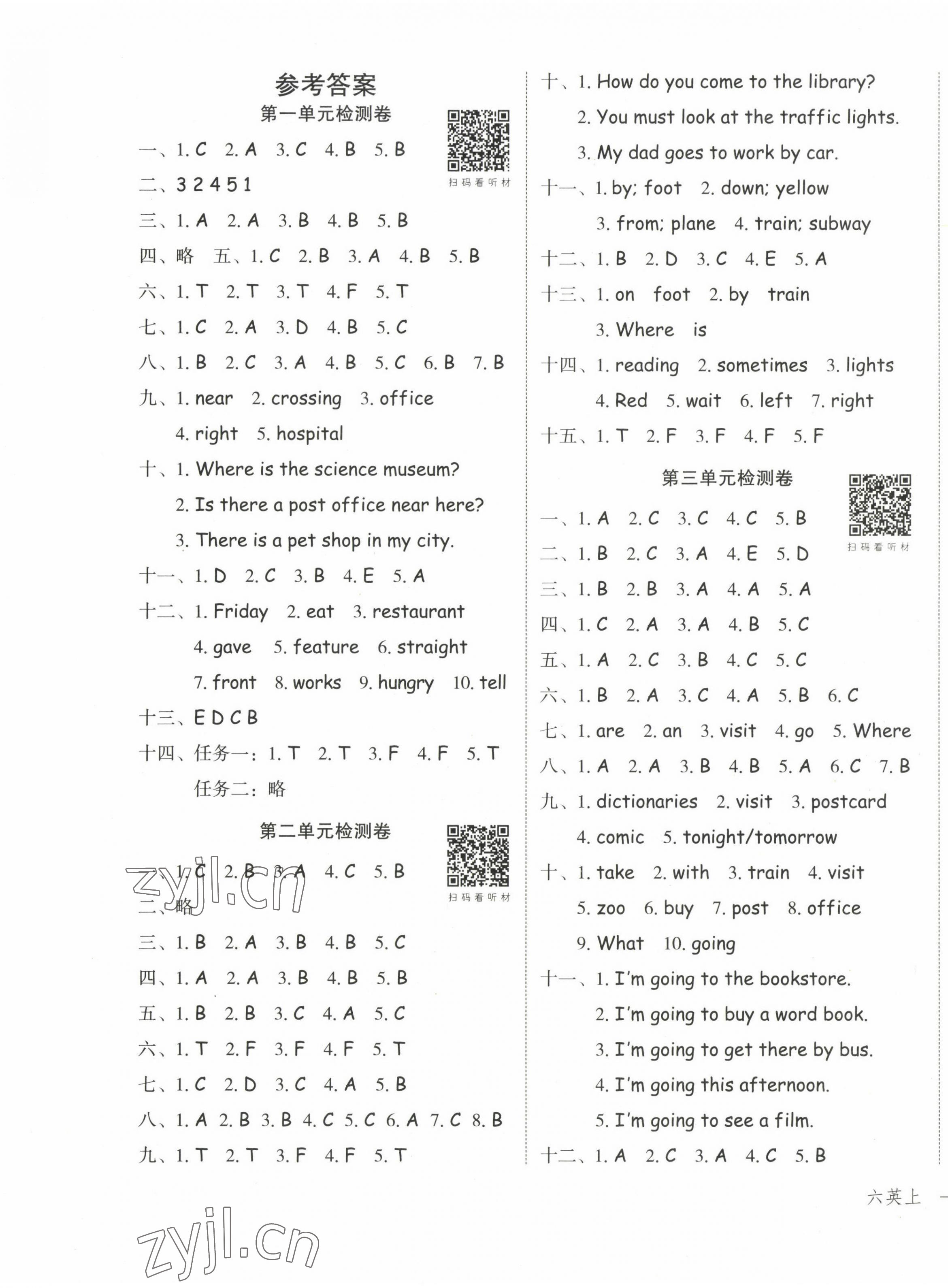 2022年名师面对面先学后练六年级英语上册人教版&nbsp;第15页