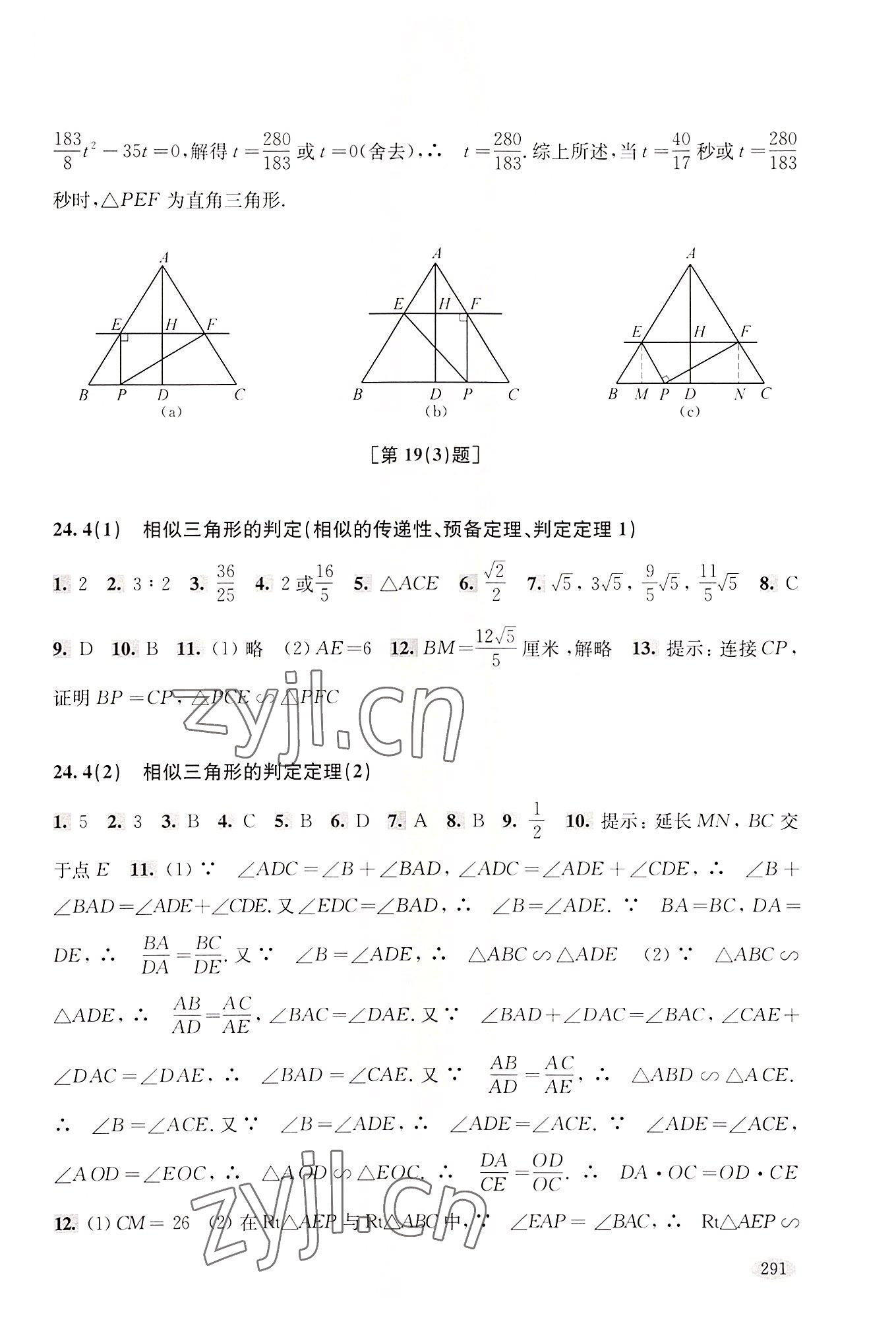 2022年新思路辅导与训练九年级数学第一学期沪教版五四制&nbsp;参考答案第5页