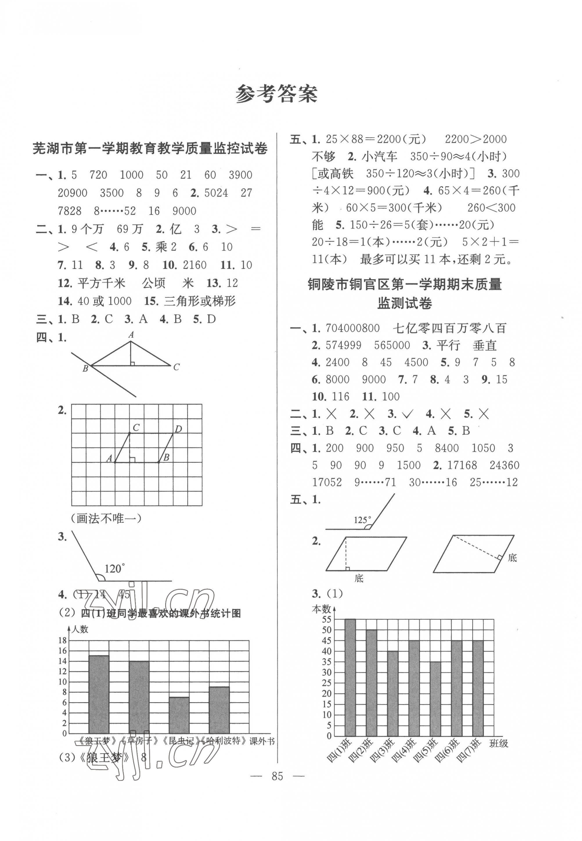 2022年超能学典各地期末试卷精选四年级数学上册人教版安徽专版&nbsp;第1页