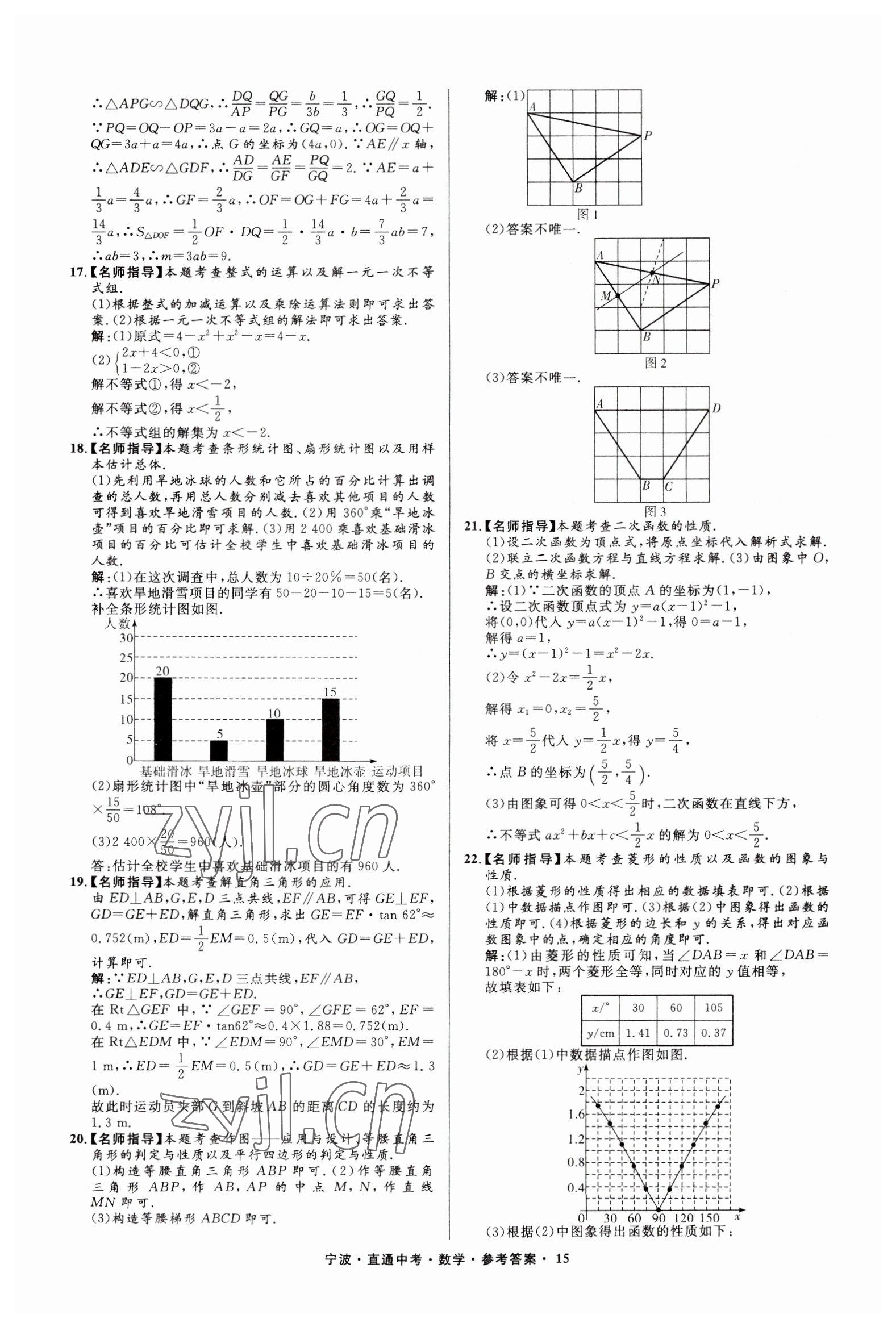 2023年直通中考中考试题精编九年级数学宁波专版&nbsp;参考答案第15页