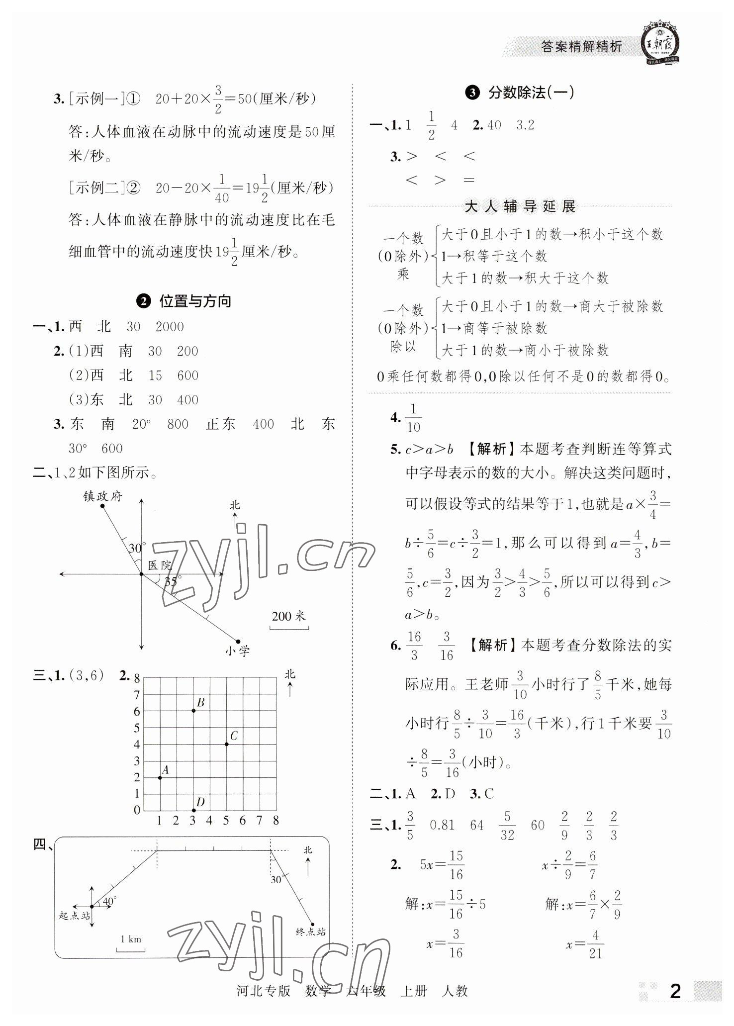 2022年王朝霞各地期末试卷精选六年级数学上册人教版河北专版&nbsp;参考答案第2页