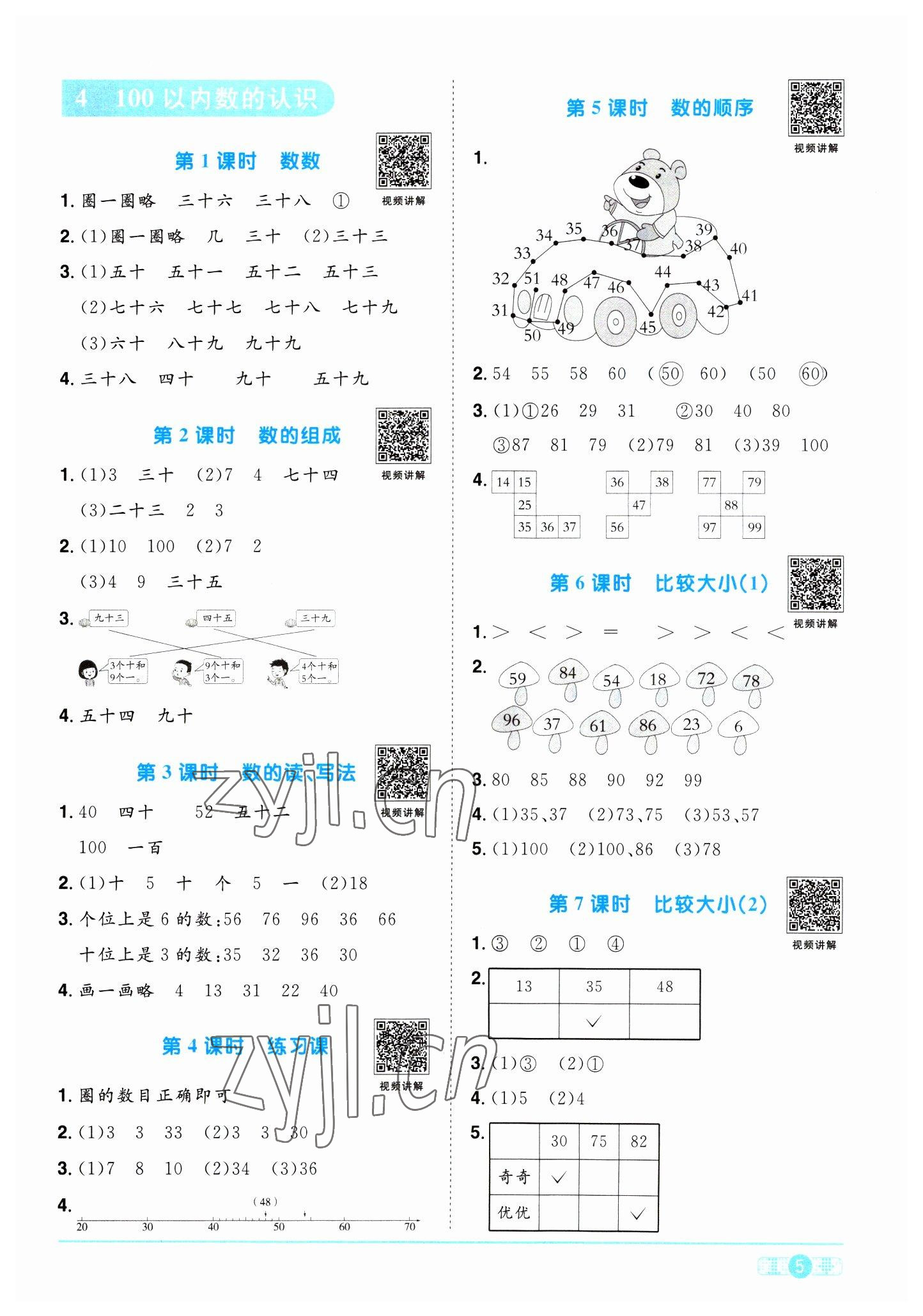 2023年阳光同学课时优化作业一年级数学下册人教版浙江专版&nbsp;第5页