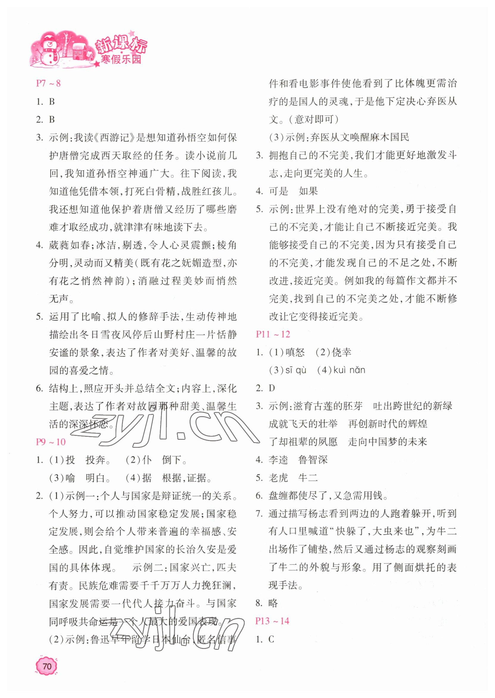 2023年新课标寒假乐园九年级语文&nbsp;第2页