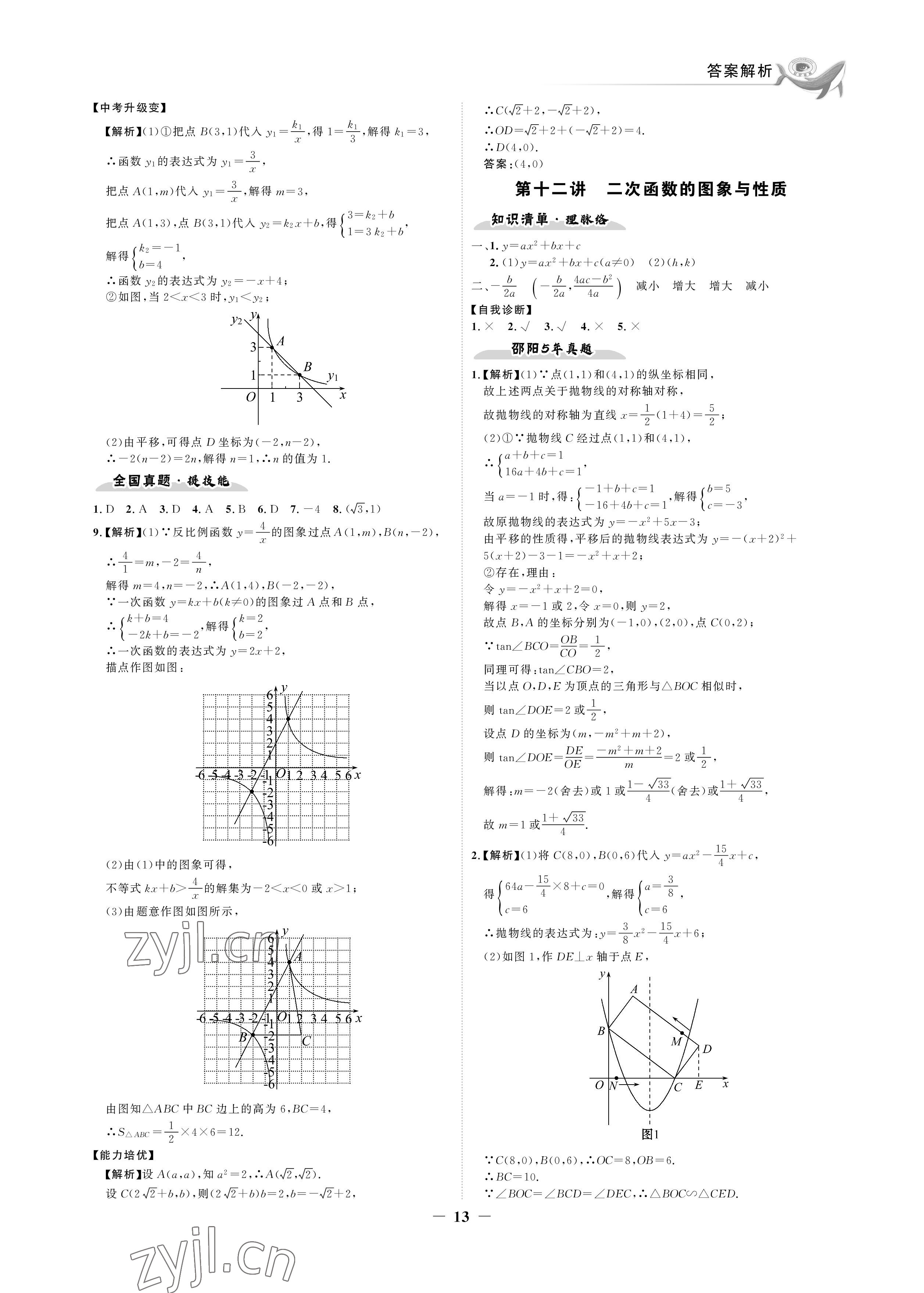 2023年世纪金榜金榜中考数学湘教版邵阳专版&nbsp;参考答案第13页