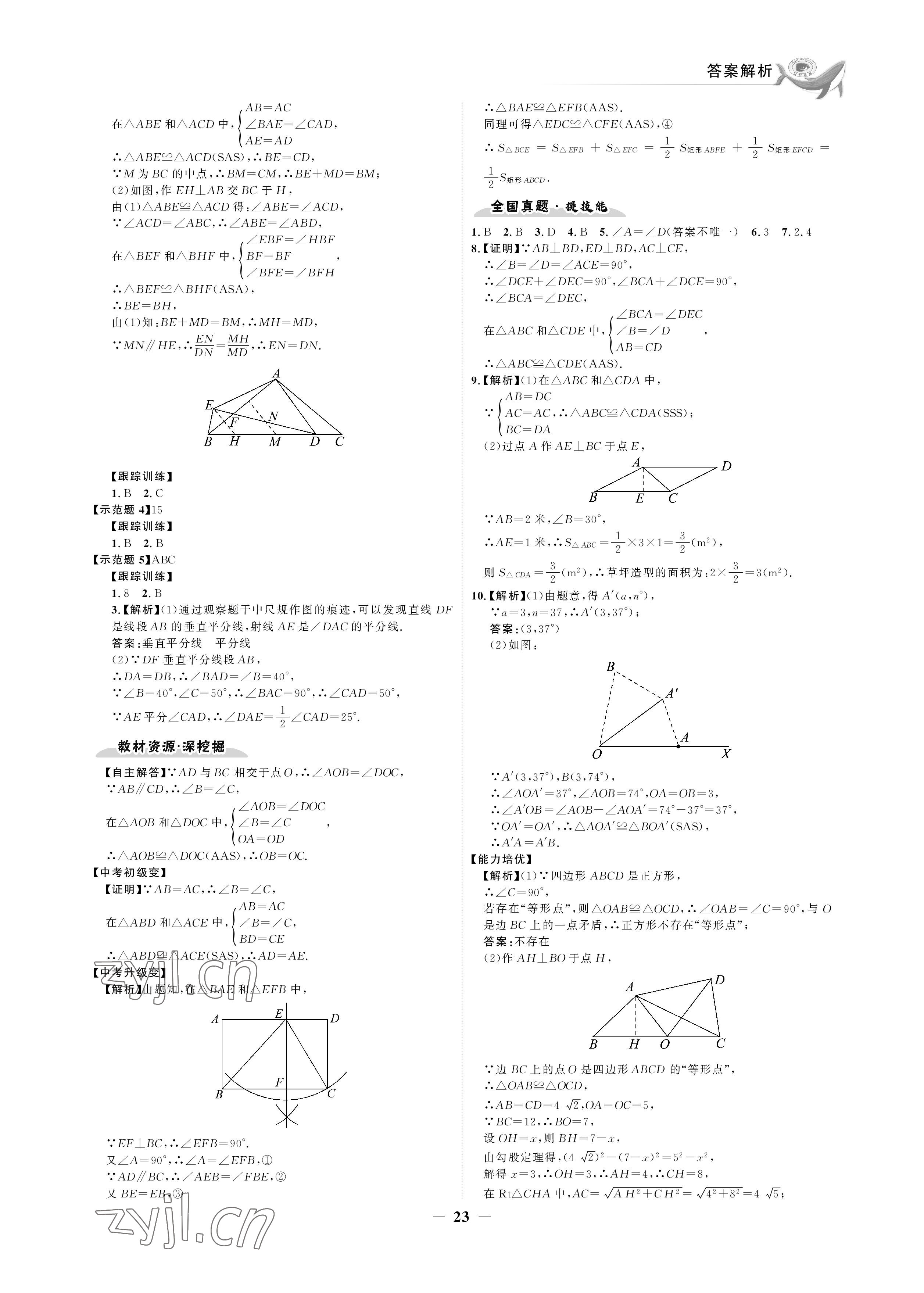 2023年世纪金榜金榜中考数学湘教版邵阳专版&nbsp;参考答案第23页