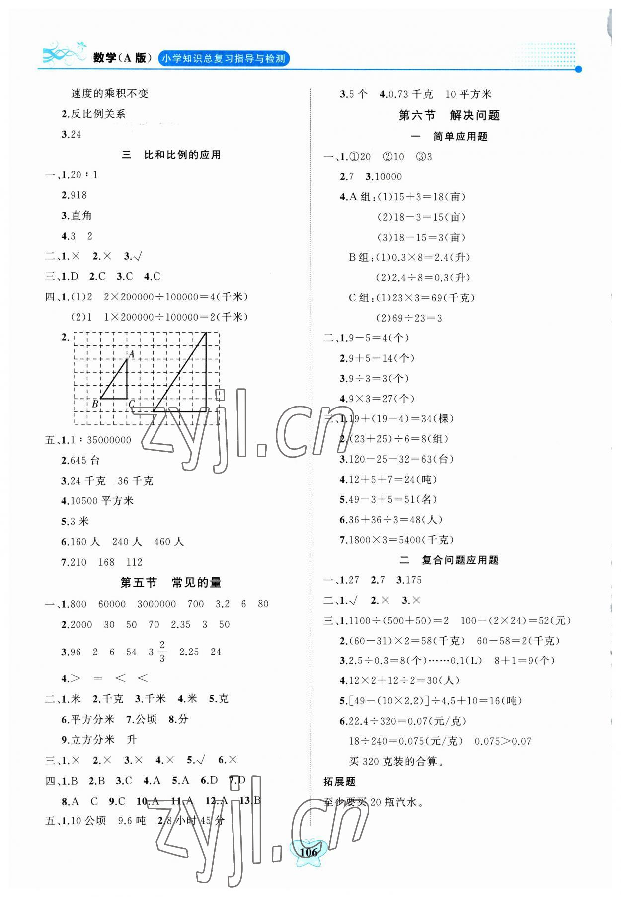 2023年大显身手小学知识总复习指导与检测数学北师大版A&nbsp;第4页