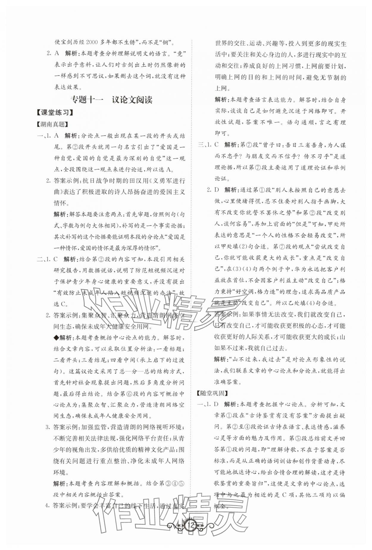2024年中考先锋中考总复习语文&nbsp;第12页