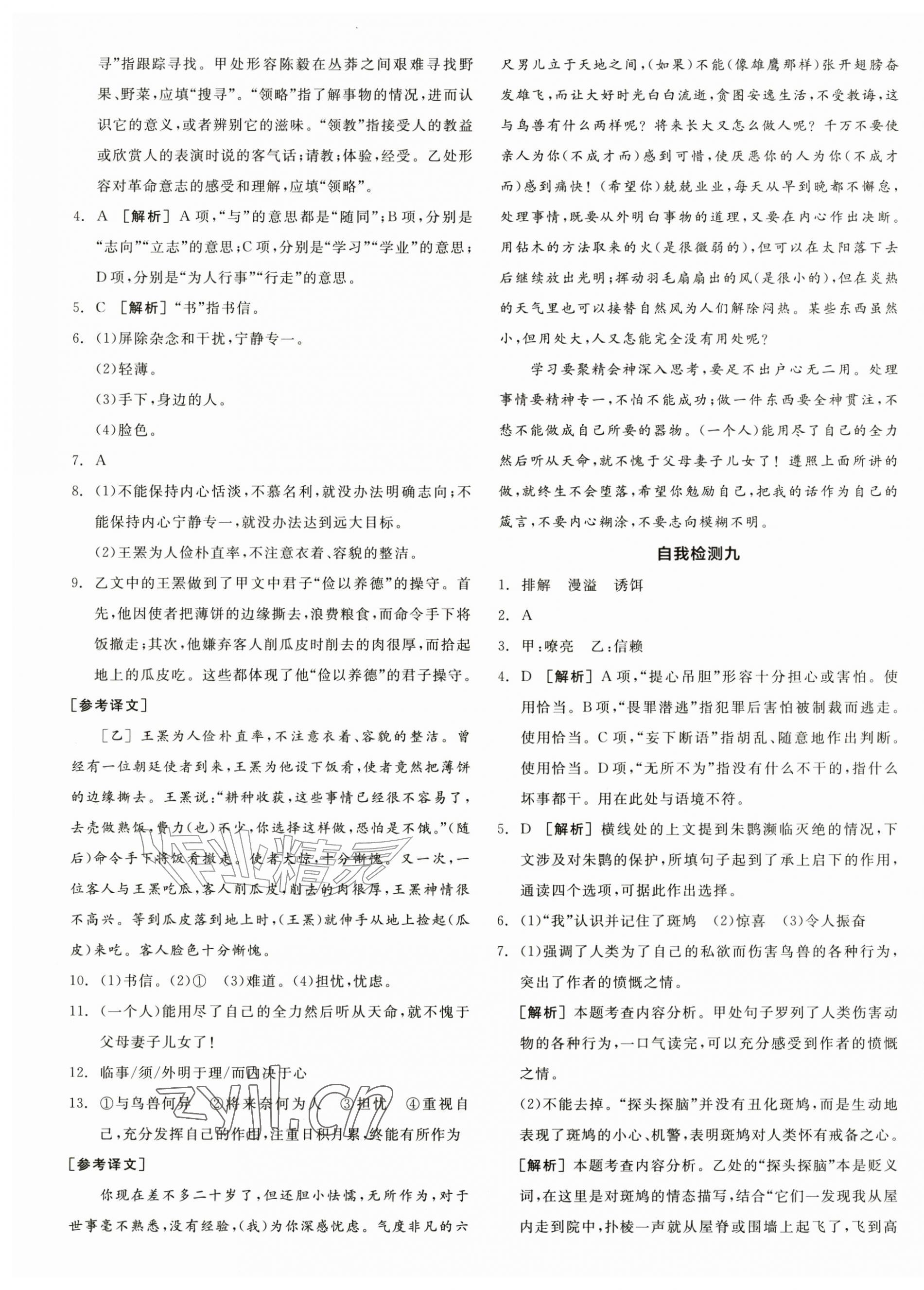2026年全品小复习七年级语文上册人教版新疆专版&nbsp;第5页