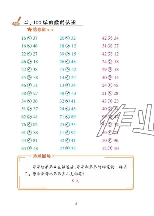 2025年口算天天练青岛出版社一年级数学下册青岛版&nbsp;参考答案第18页