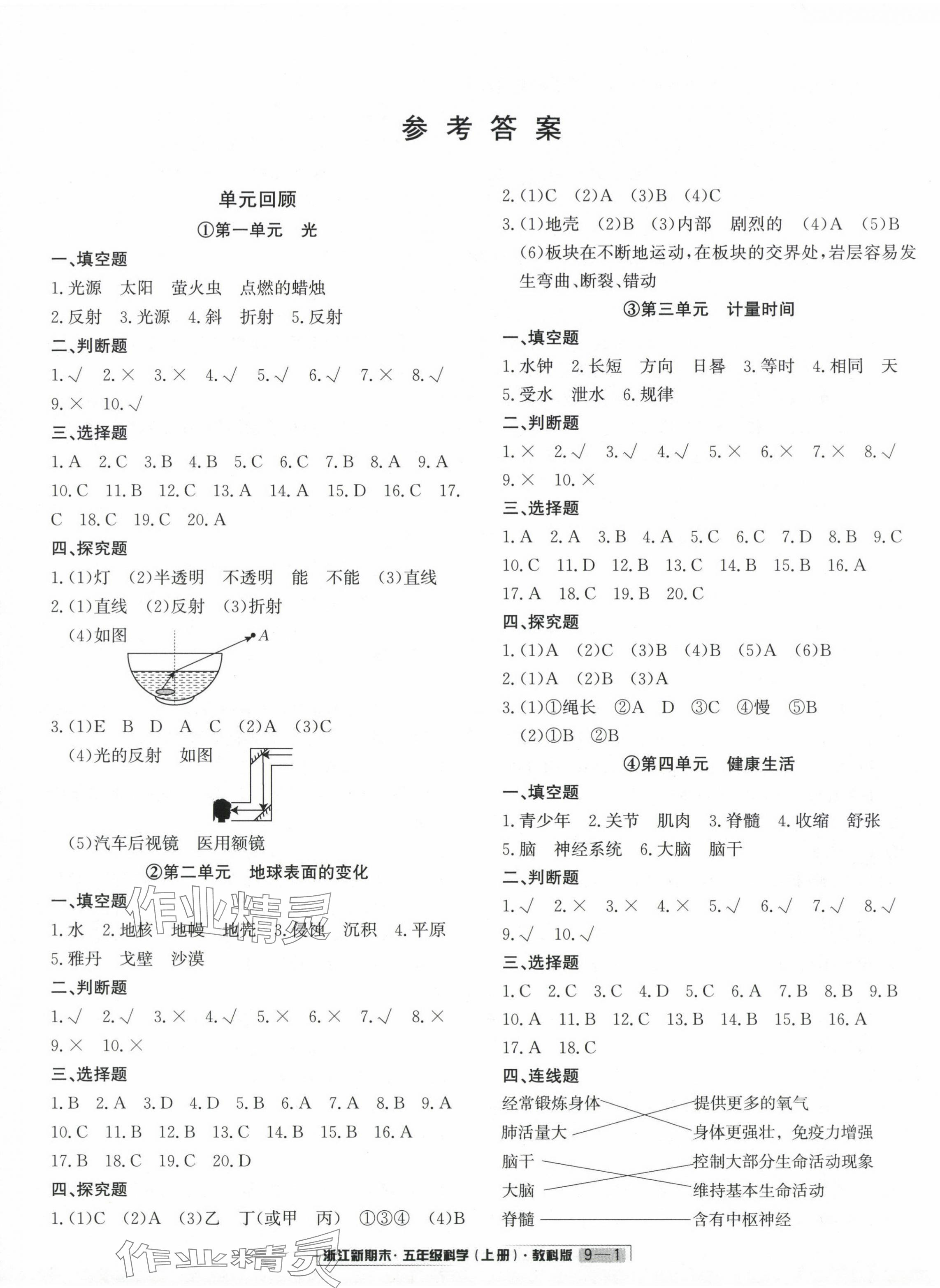 2023年励耘书业浙江新期末五年级科学上册教科版&nbsp;第1页