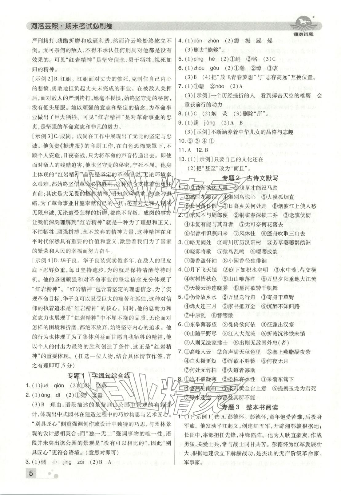 2025年期末考试必刷卷八年级语文上册人教版郑州专版&nbsp;第5页