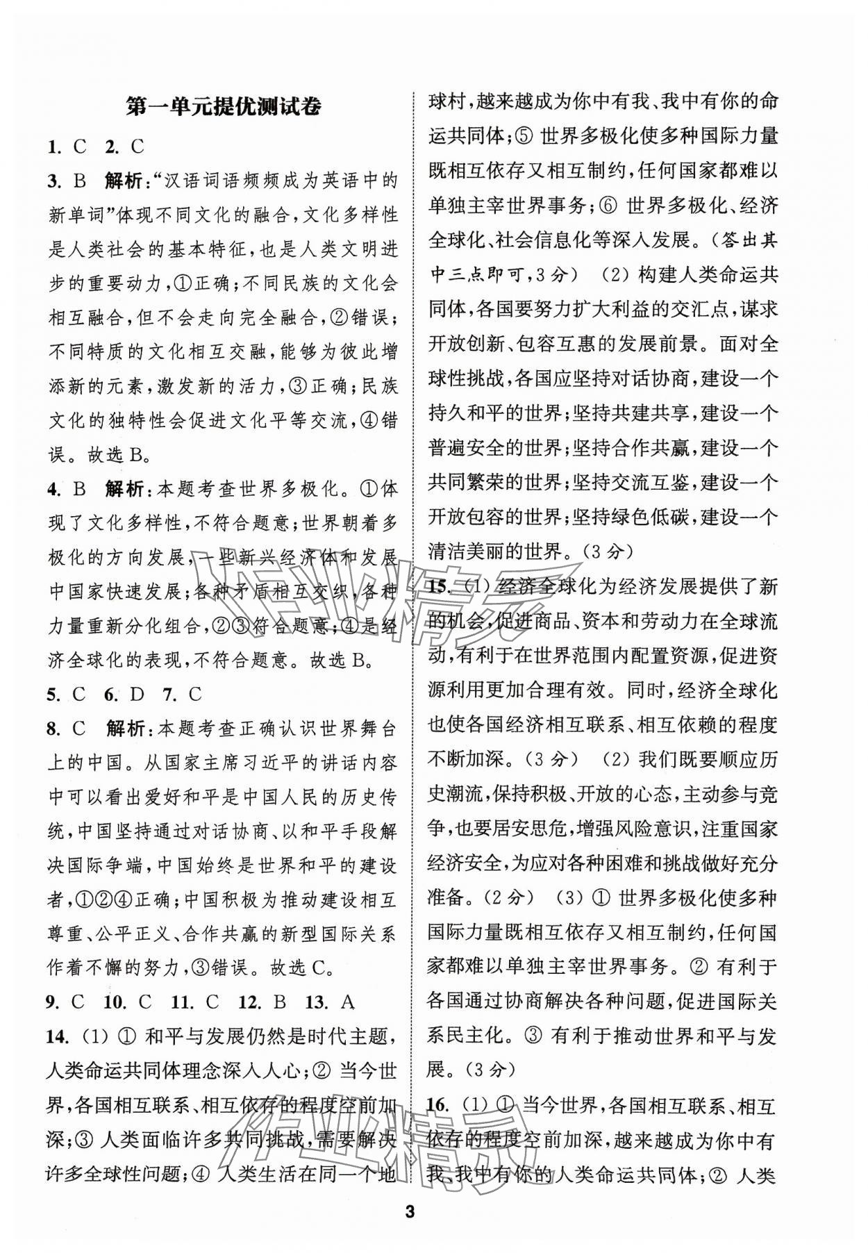 2024年金钥匙提优训练课课练九年级道德与法治下册人教版徐州专版&nbsp;第3页