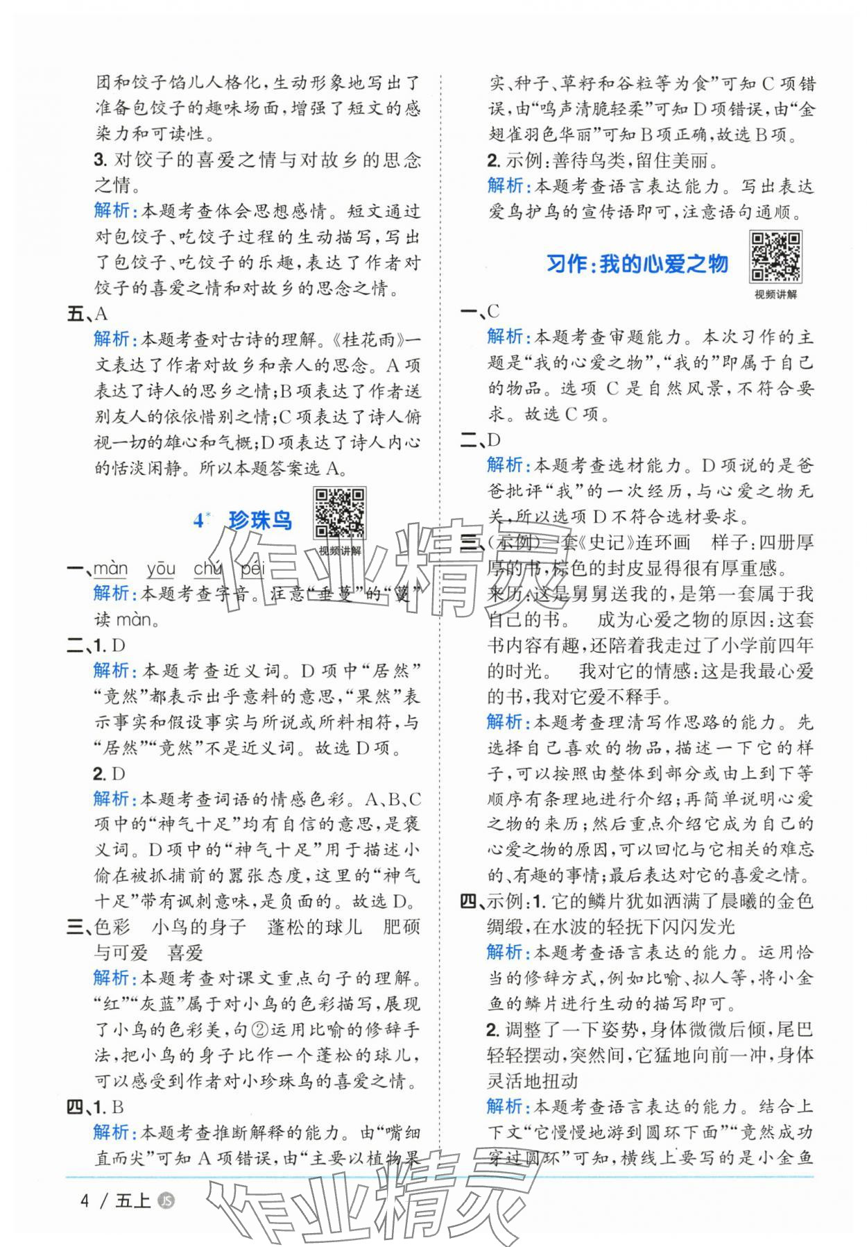 2025年阳光同学课时优化作业五年级语文上册人教版&nbsp;第4页