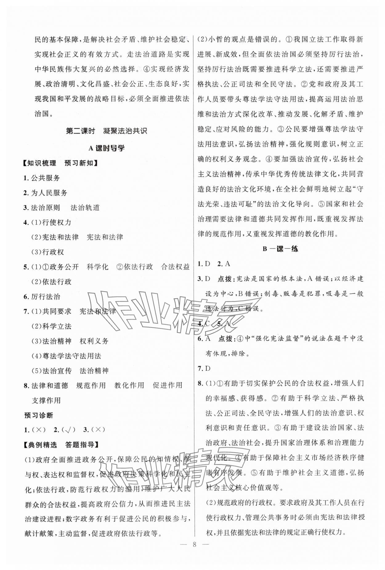 2024年顶尖课课练九年级道德与法治全一册人教版贵州专版&nbsp;第8页