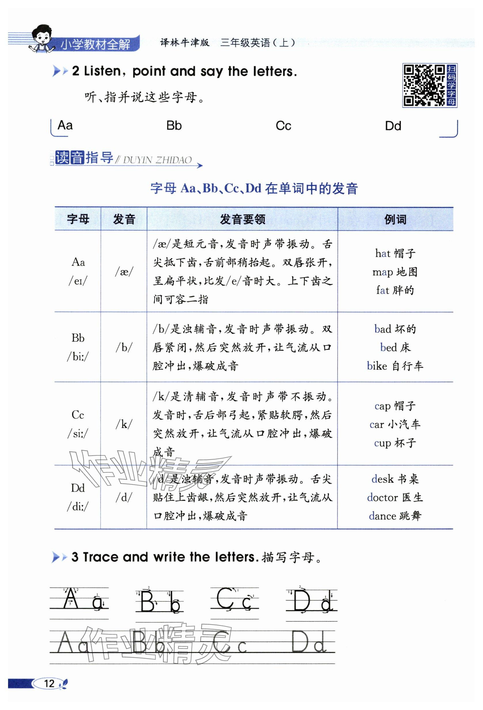 2024年教材课本三年级英语上册译林版&nbsp;参考答案第12页