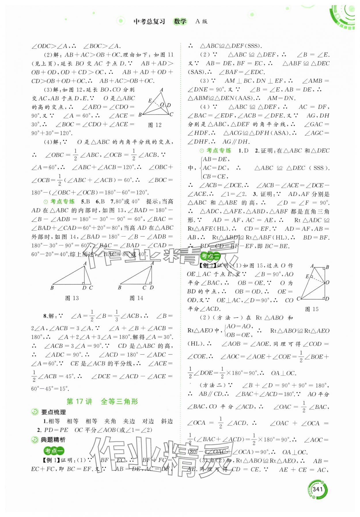 2024年中考先锋中考总复习九年级数学人教版&nbsp;参考答案第14页