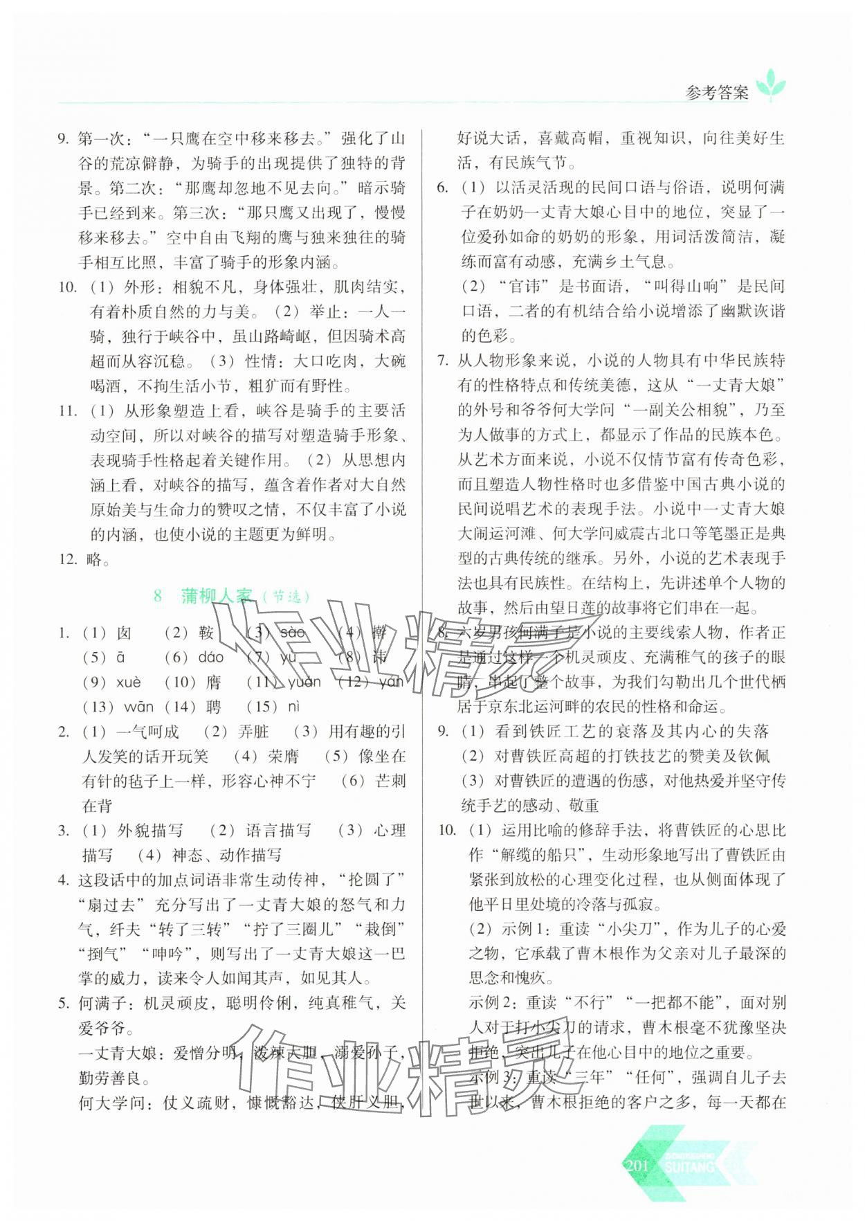 2025年随堂同步练习九年级语文下册人教版&nbsp;参考答案第6页