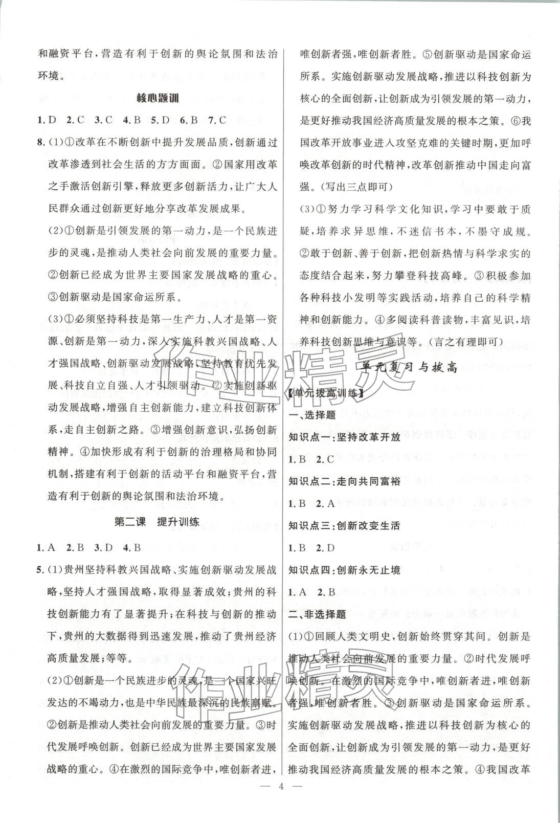 2025年顶尖课课练九年级道德与法治全一册人教版贵州专版&nbsp;第4页