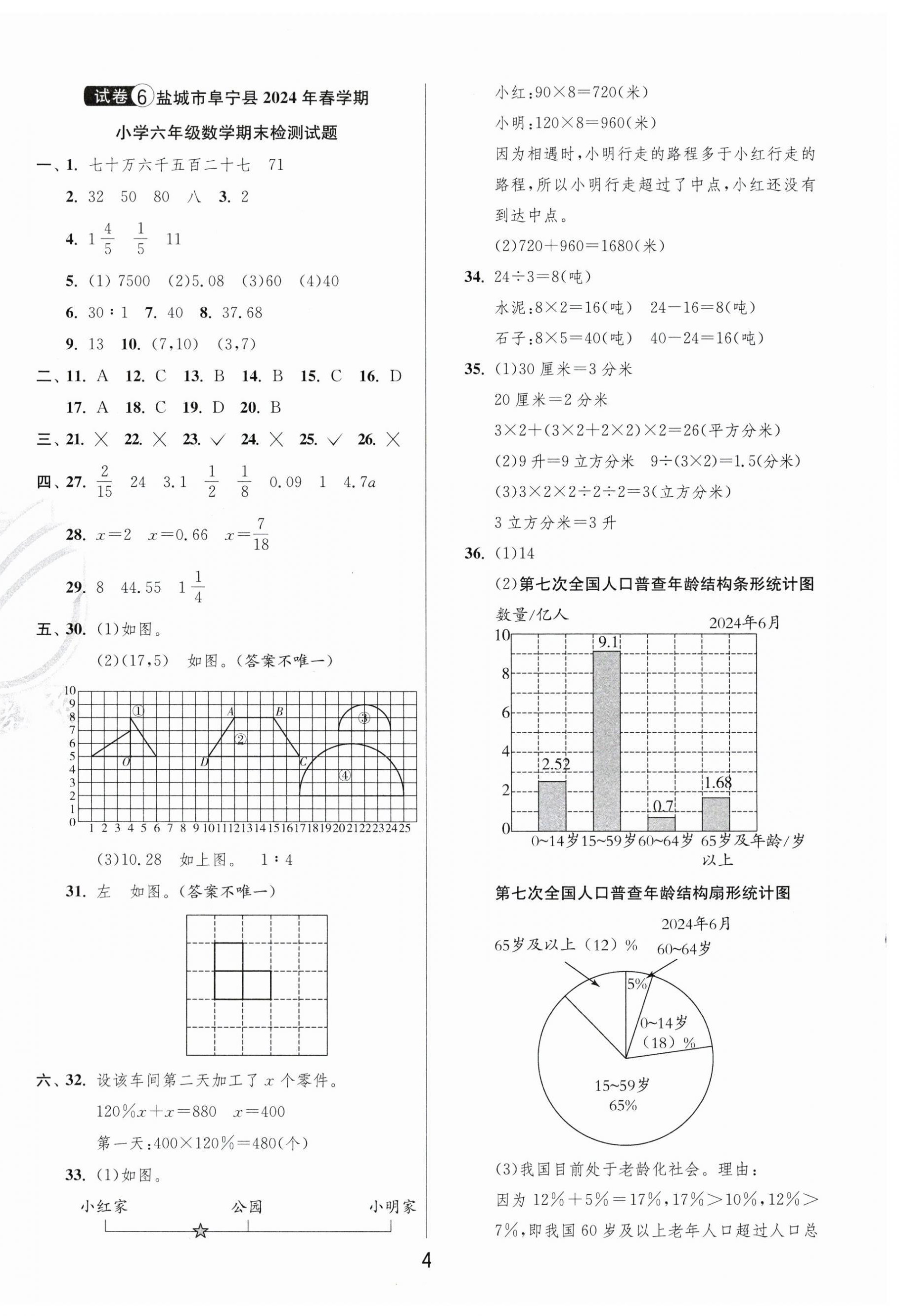 2025年盐城市小学毕业升学考试试卷精选数学&nbsp;第4页