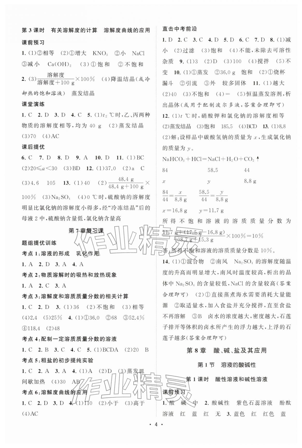 2026年课时提优计划作业本九年级化学下册沪教版&nbsp;第4页