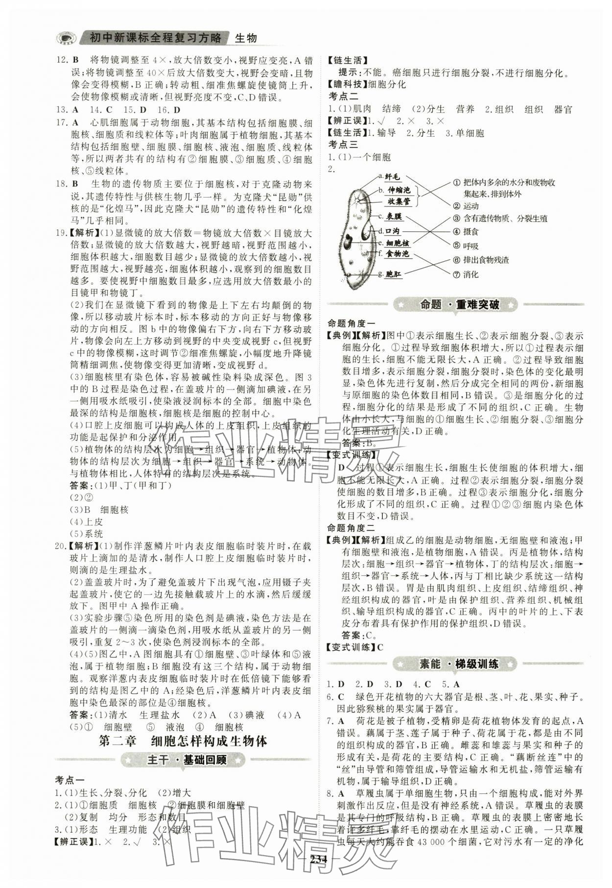 2024年世纪金榜初中全程复习方略生物河南专版&nbsp;参考答案第3页