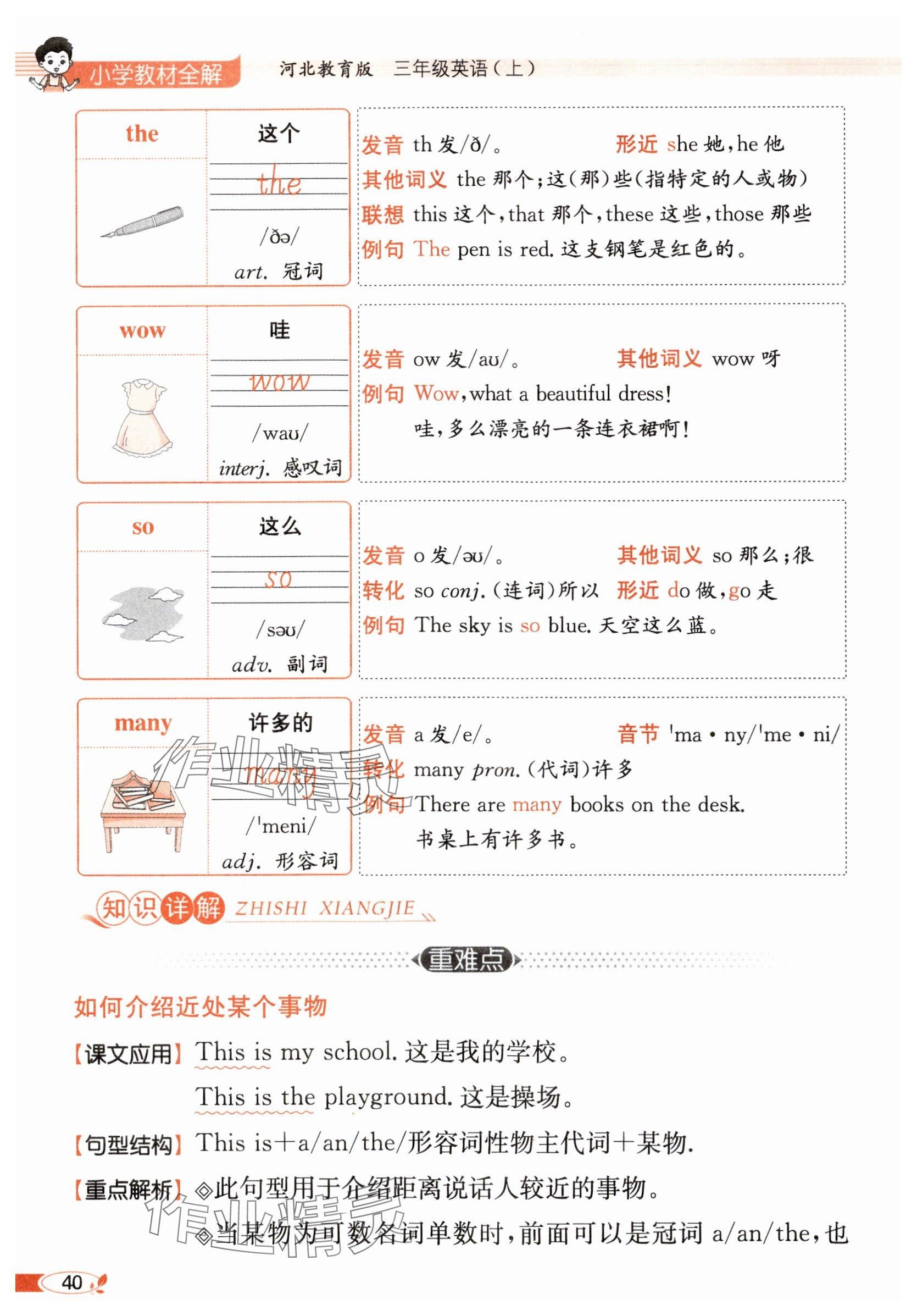 2025年教材课本三年级英语上册冀教版&nbsp;参考答案第40页