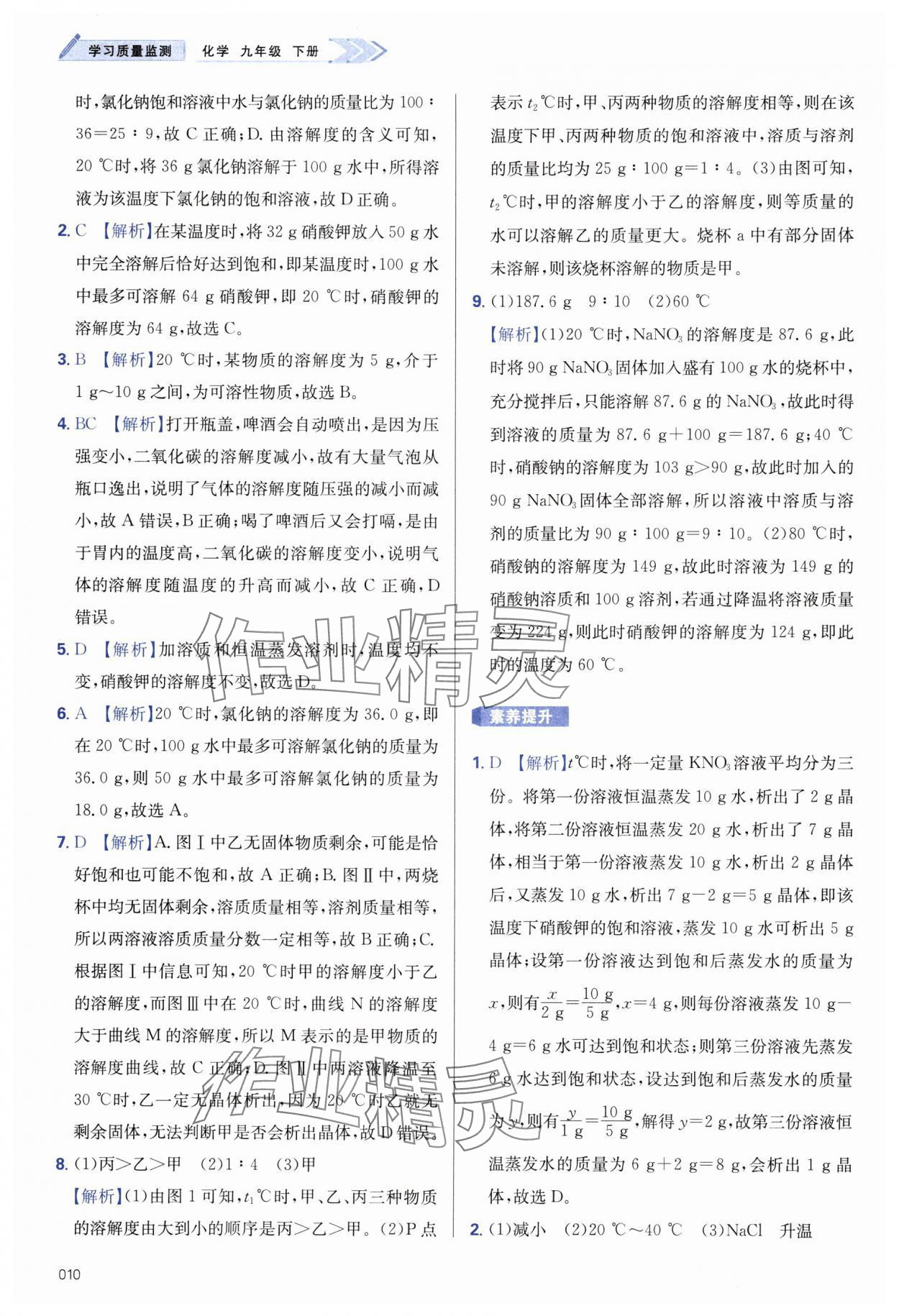 2025年学习质量监测九年级化学下册人教版&nbsp;第10页