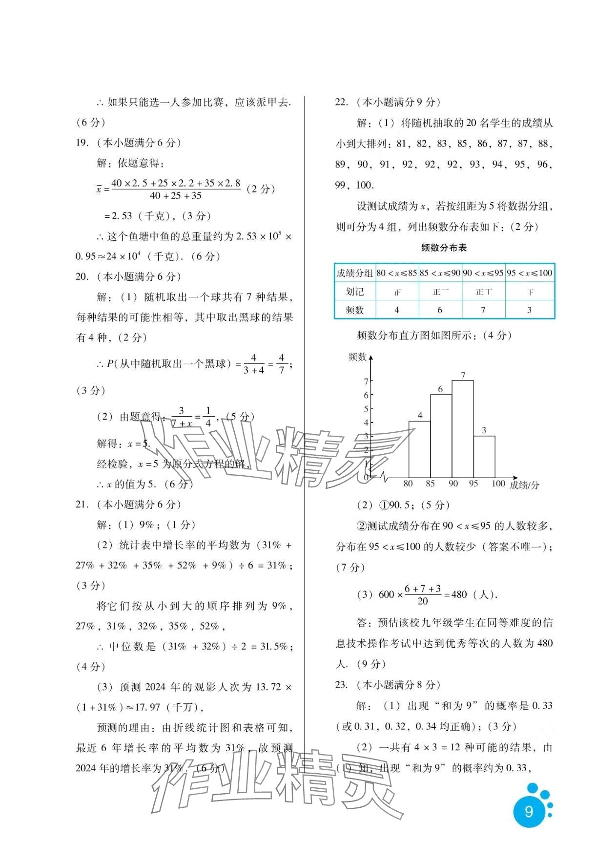 2024年寒假生活河北人民出版社九年级数学&nbsp;第9页