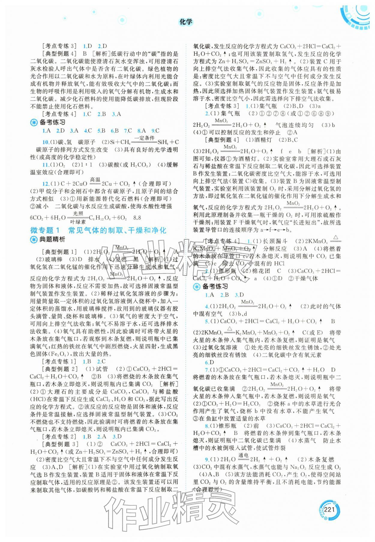 2026年中考先锋中考总复习化学&nbsp;参考答案第2页