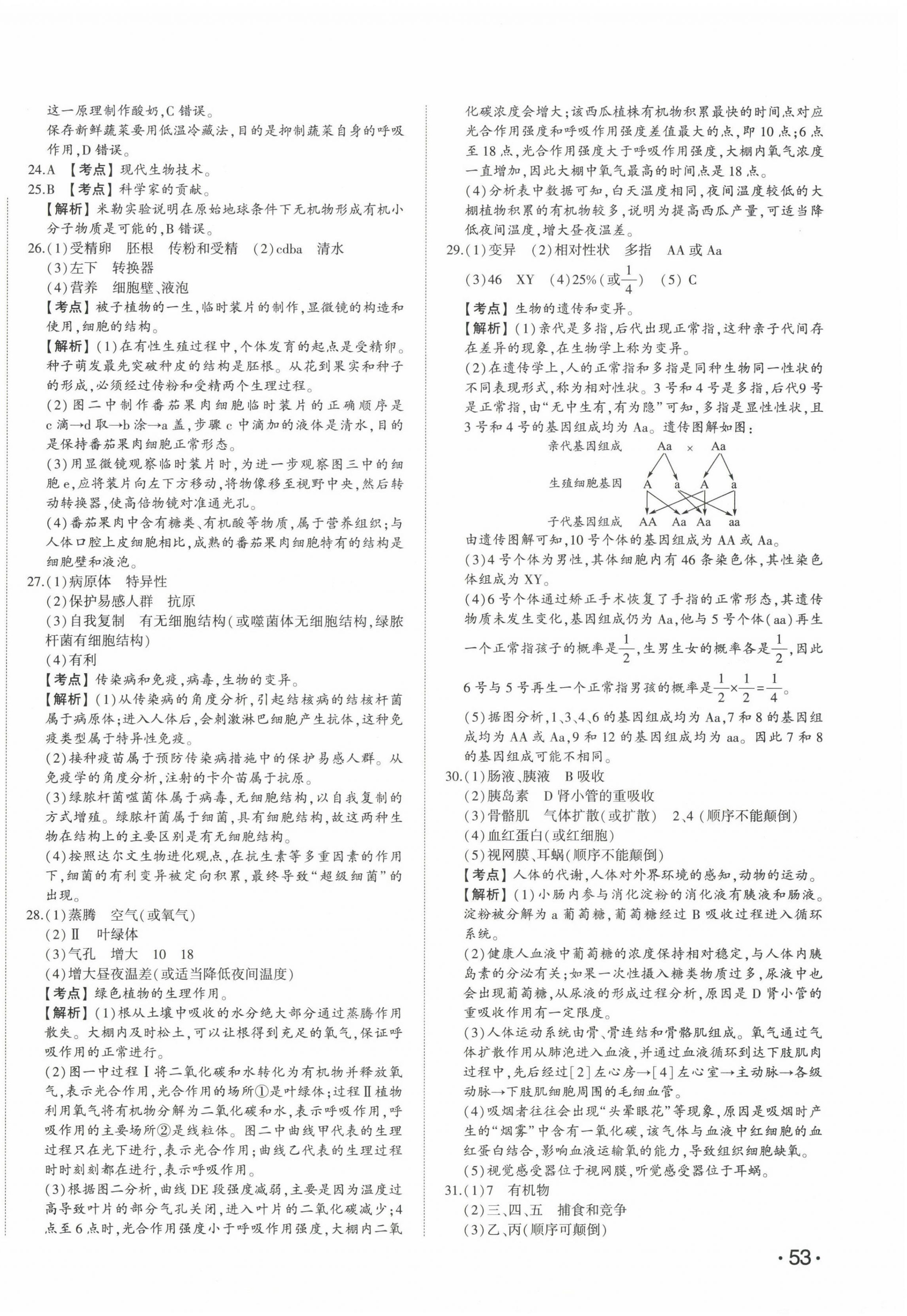 2024年星跃龙门中考真题汇编卷生物山东专版&nbsp;第2页