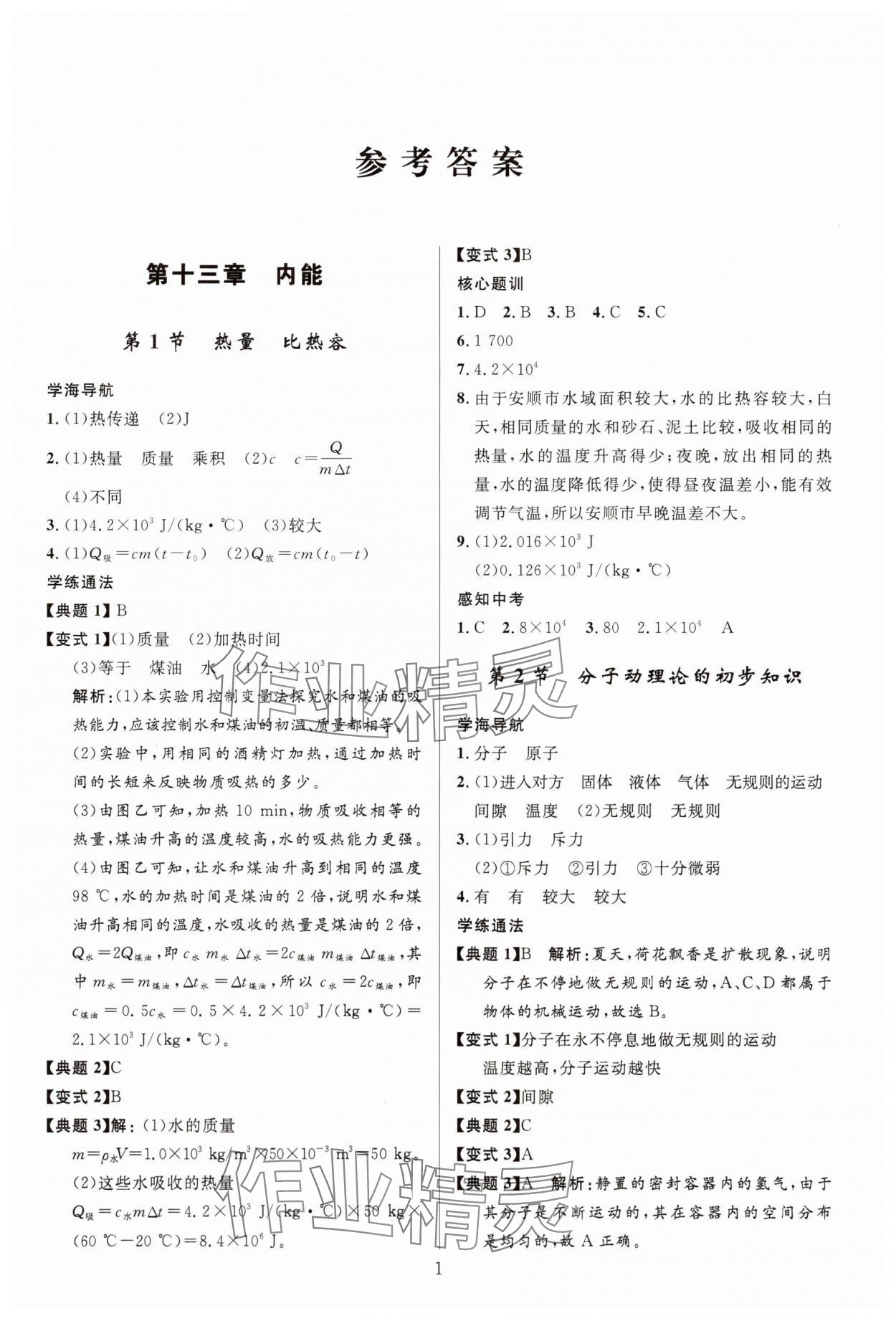 2025年顶尖课课练九年级物理全一册人教版贵州专版&nbsp;第1页