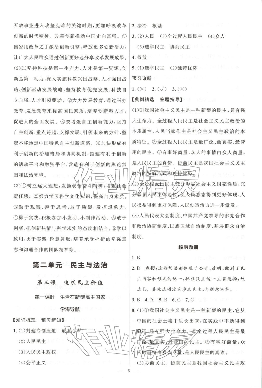 2025年顶尖课课练九年级道德与法治全一册人教版贵州专版&nbsp;第5页