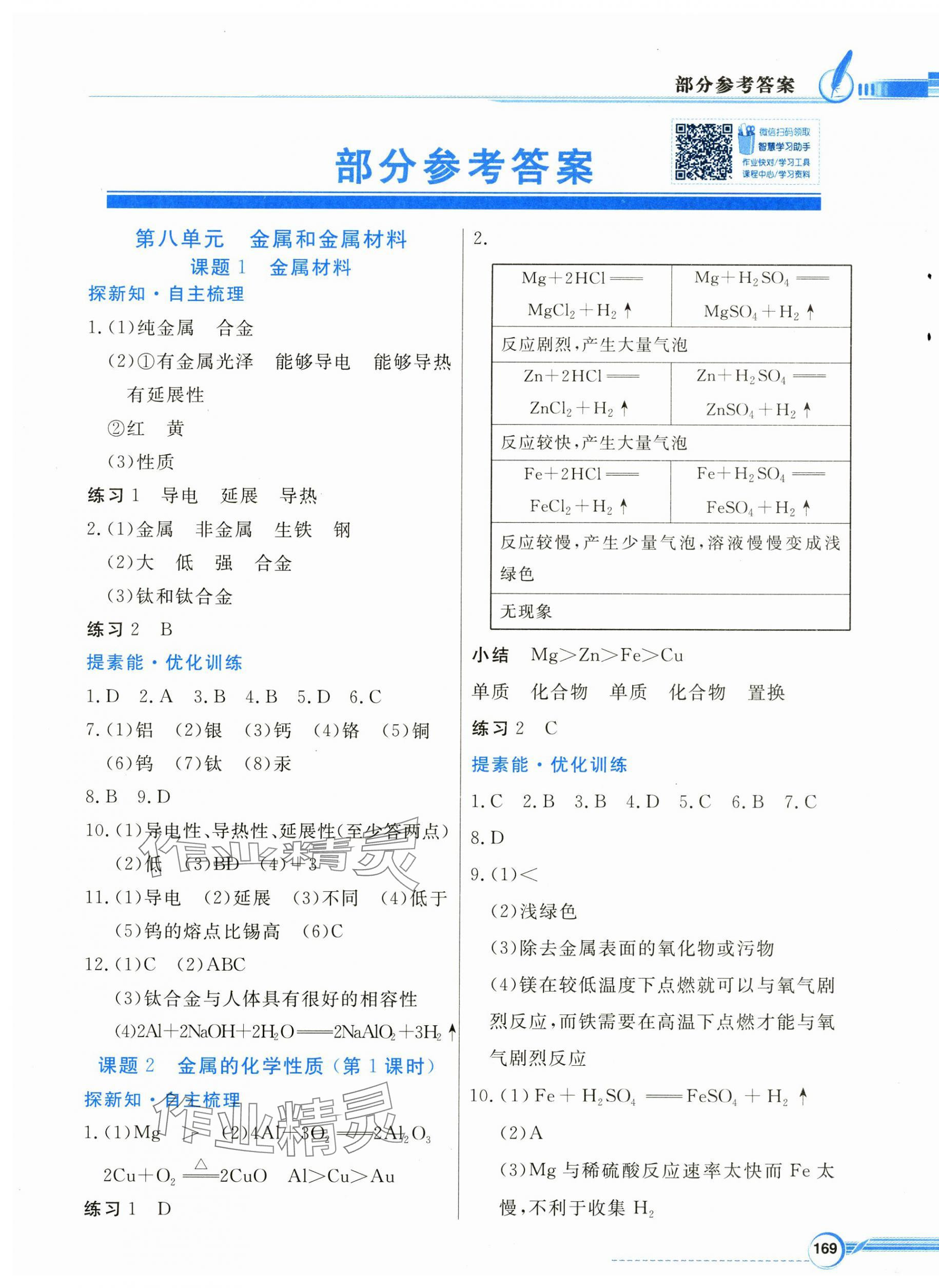 2025年同步导学与优化训练九年级化学下册人教版&nbsp;第1页