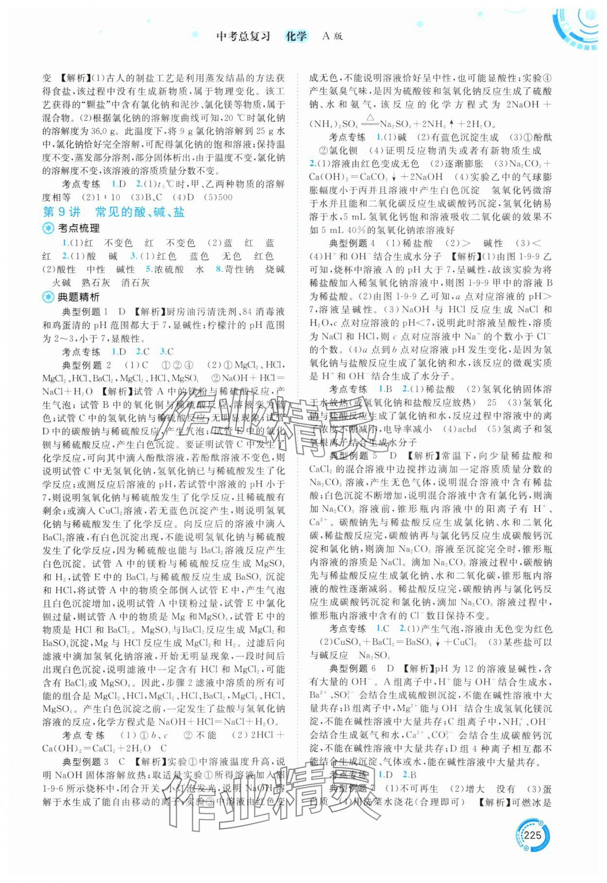 2025年中考先锋中考总复习化学&nbsp;参考答案第6页
