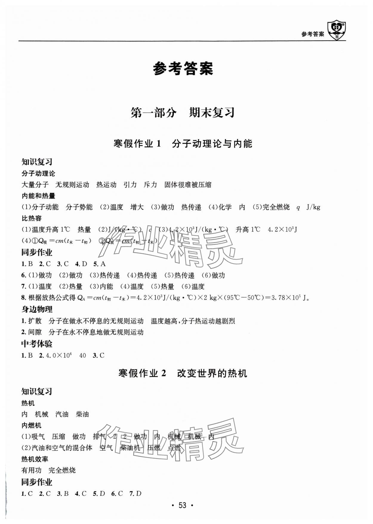 2025年假期成才路九年级物理教科版&nbsp;第1页