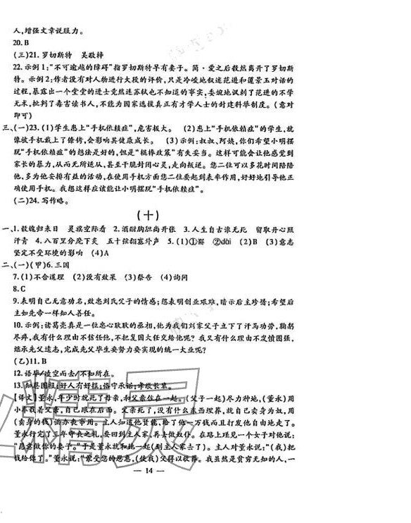 2024年名校调研系列卷每周一考九年级综合全一册人教版&nbsp;第14页