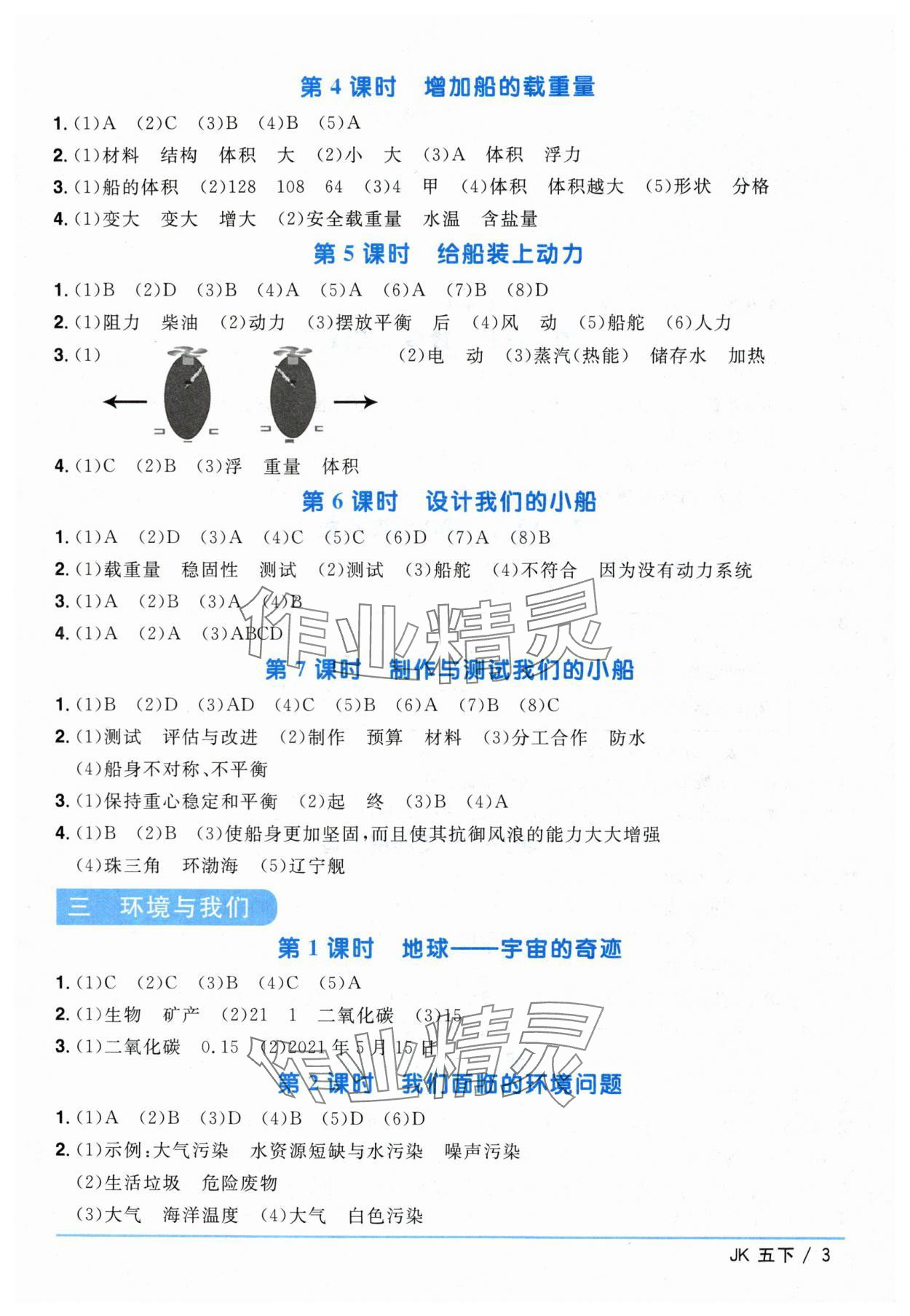 2024年阳光同学课时优化作业五年级科学下册教科版&nbsp;第3页