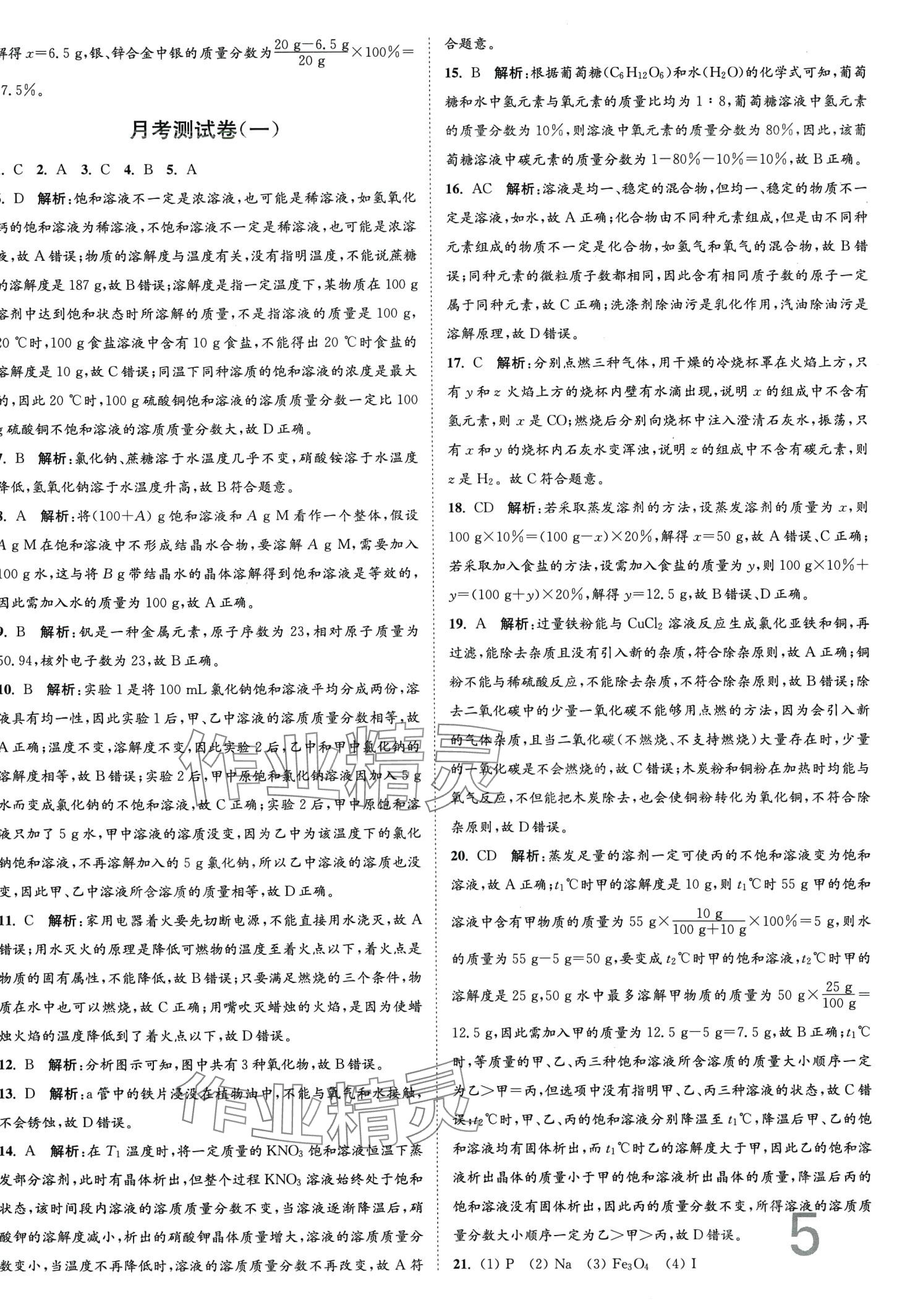 2024年江苏密卷九年级化学下册沪教版&nbsp;第5页