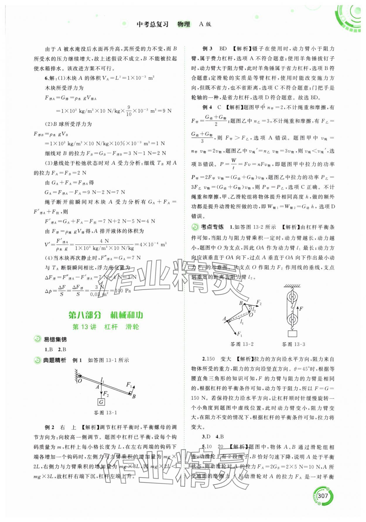 2024年中考先锋中考总复习物理人教版&nbsp;参考答案第11页