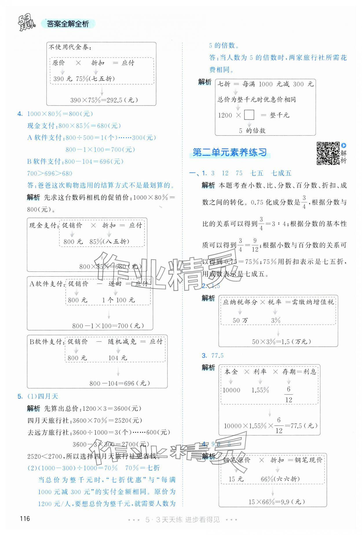 2025年53天天练六年级数学下册人教版&nbsp;第8页