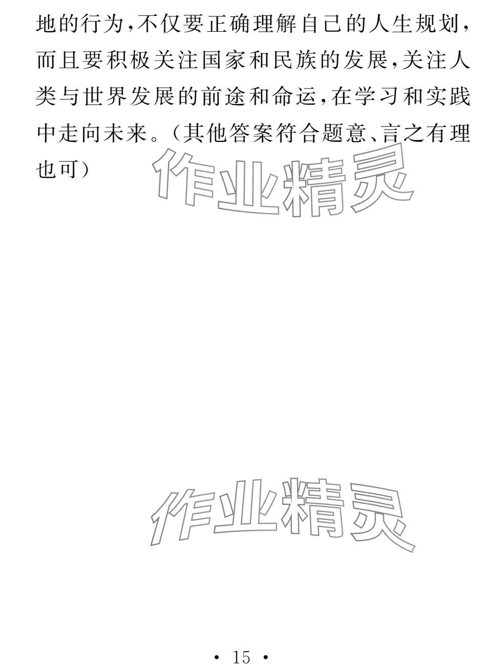 2025年天舟文化精彩寒假团结出版社九年级综合&nbsp;参考答案第15页