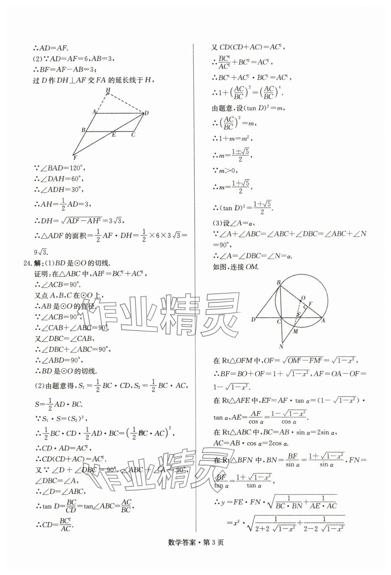 2024年湖南中考必备数学&nbsp;参考答案第3页