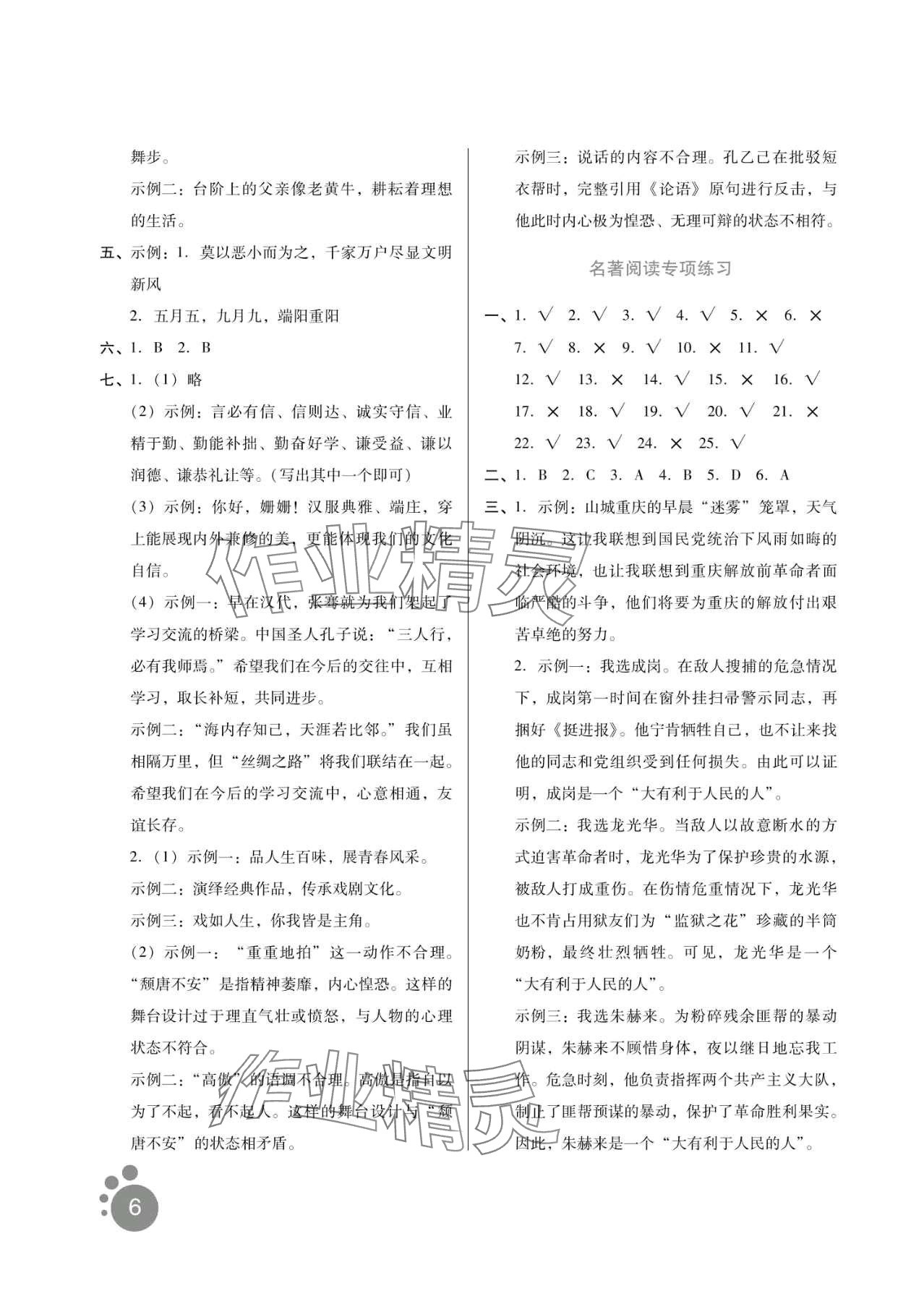 2024年寒假生活河北人民出版社九年级语文&nbsp;第6页