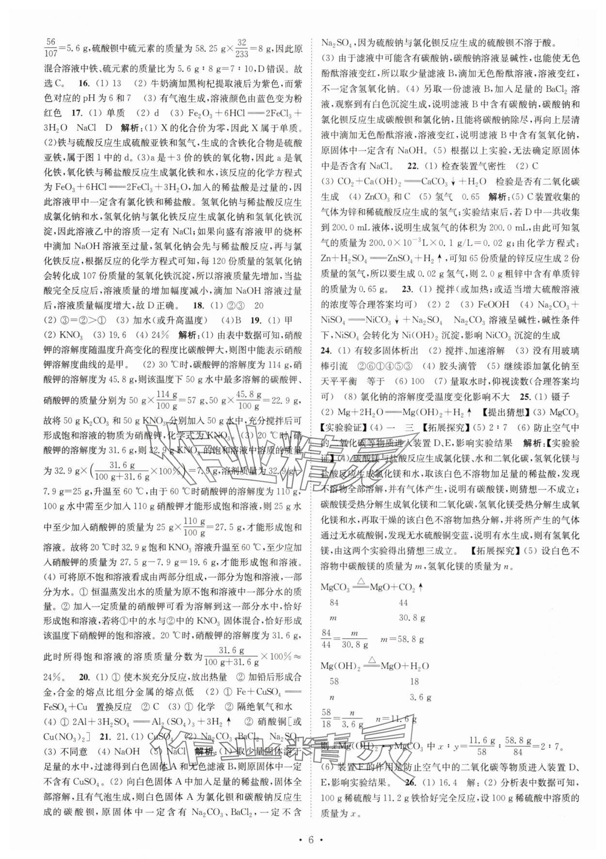 2025年江苏密卷九年级化学下册沪教版&nbsp;第6页