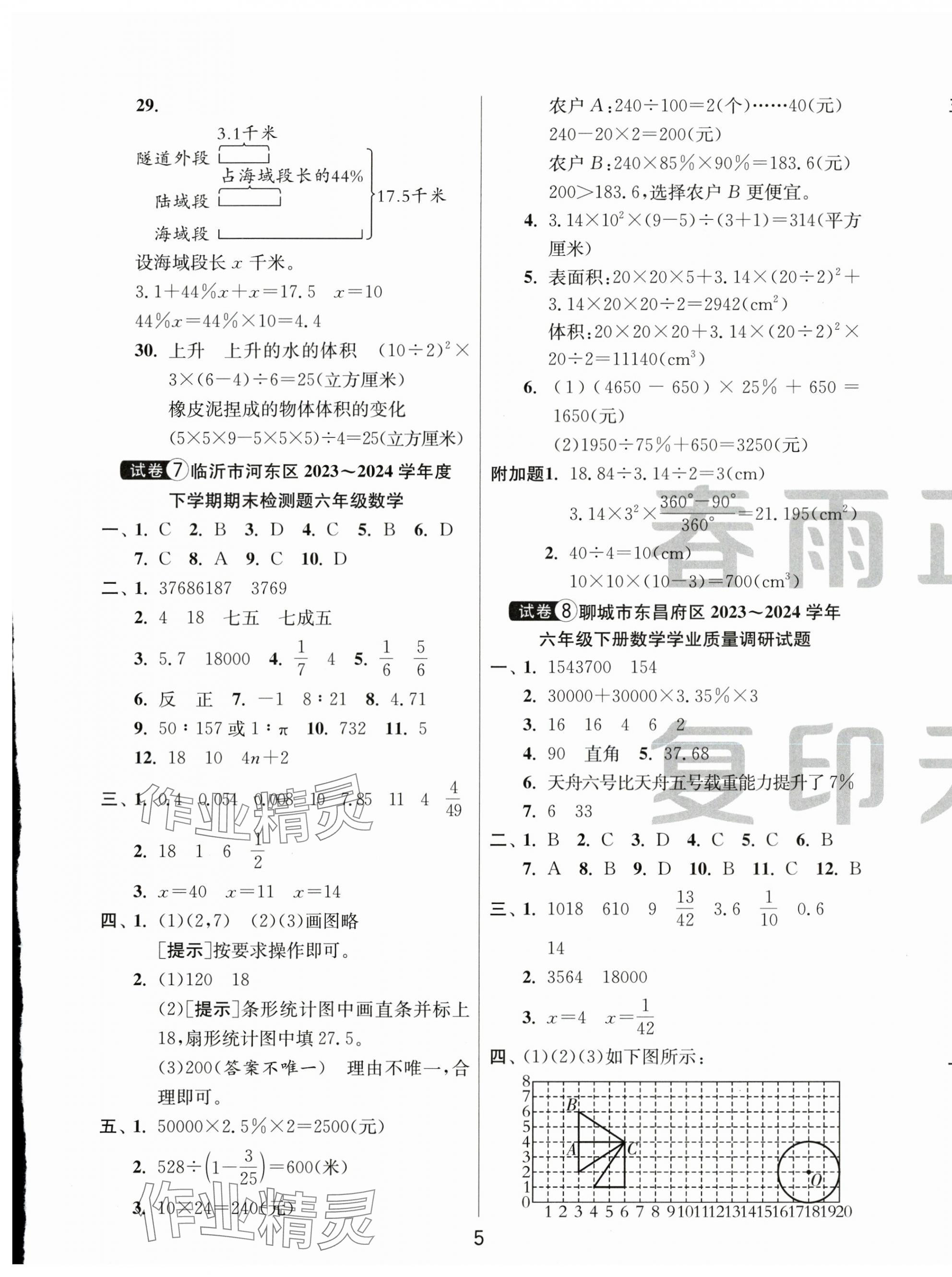 2025年小学毕业升学考试试卷精选六年级数学人教版山东专版&nbsp;第5页