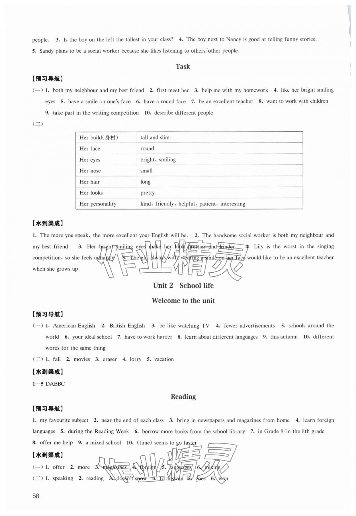 2024年凤凰数字化导学稿八年级英语上册译林版&nbsp;参考答案第2页
