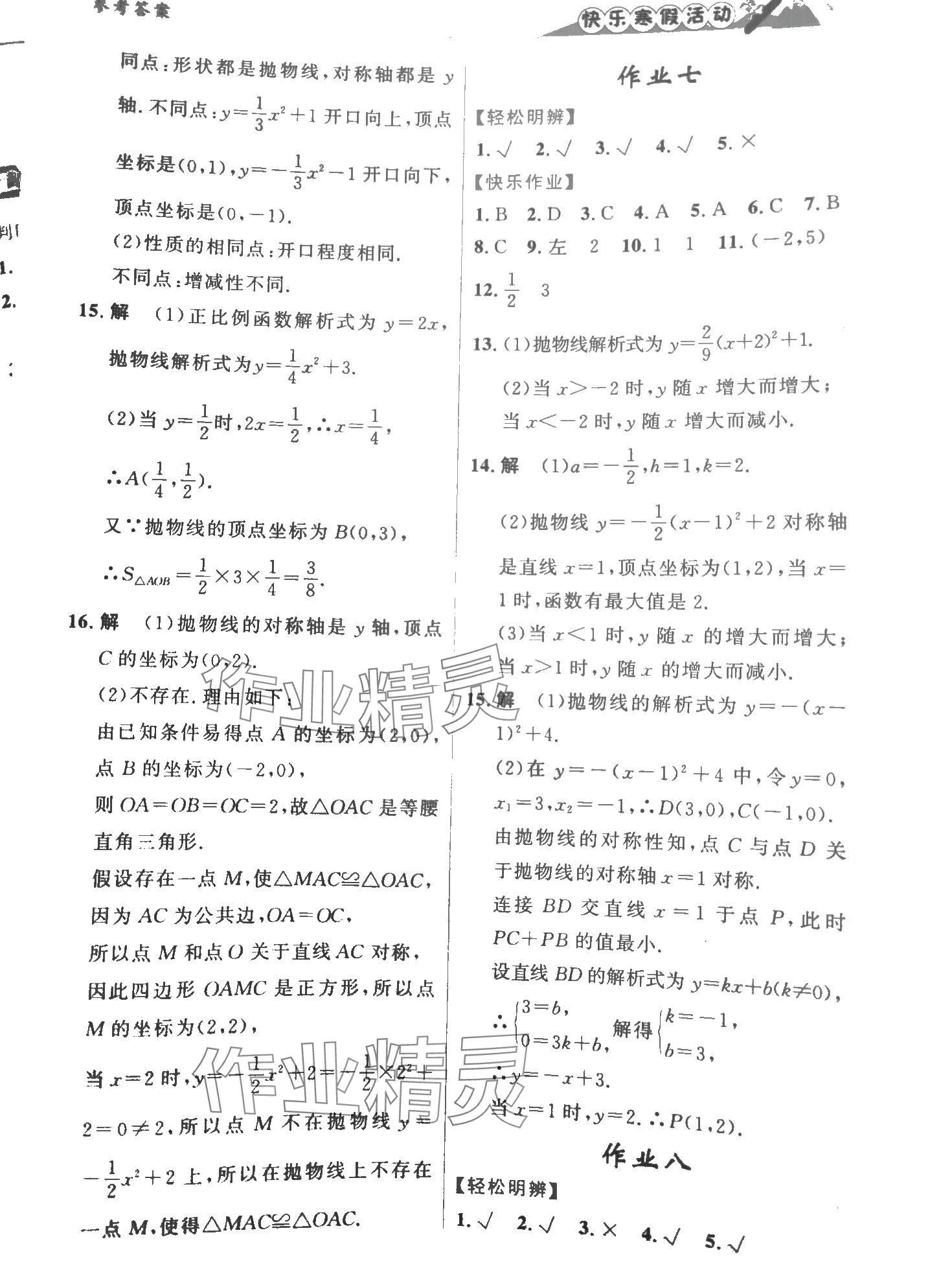 2024年快乐寒假活动九年级数学&nbsp;第2页