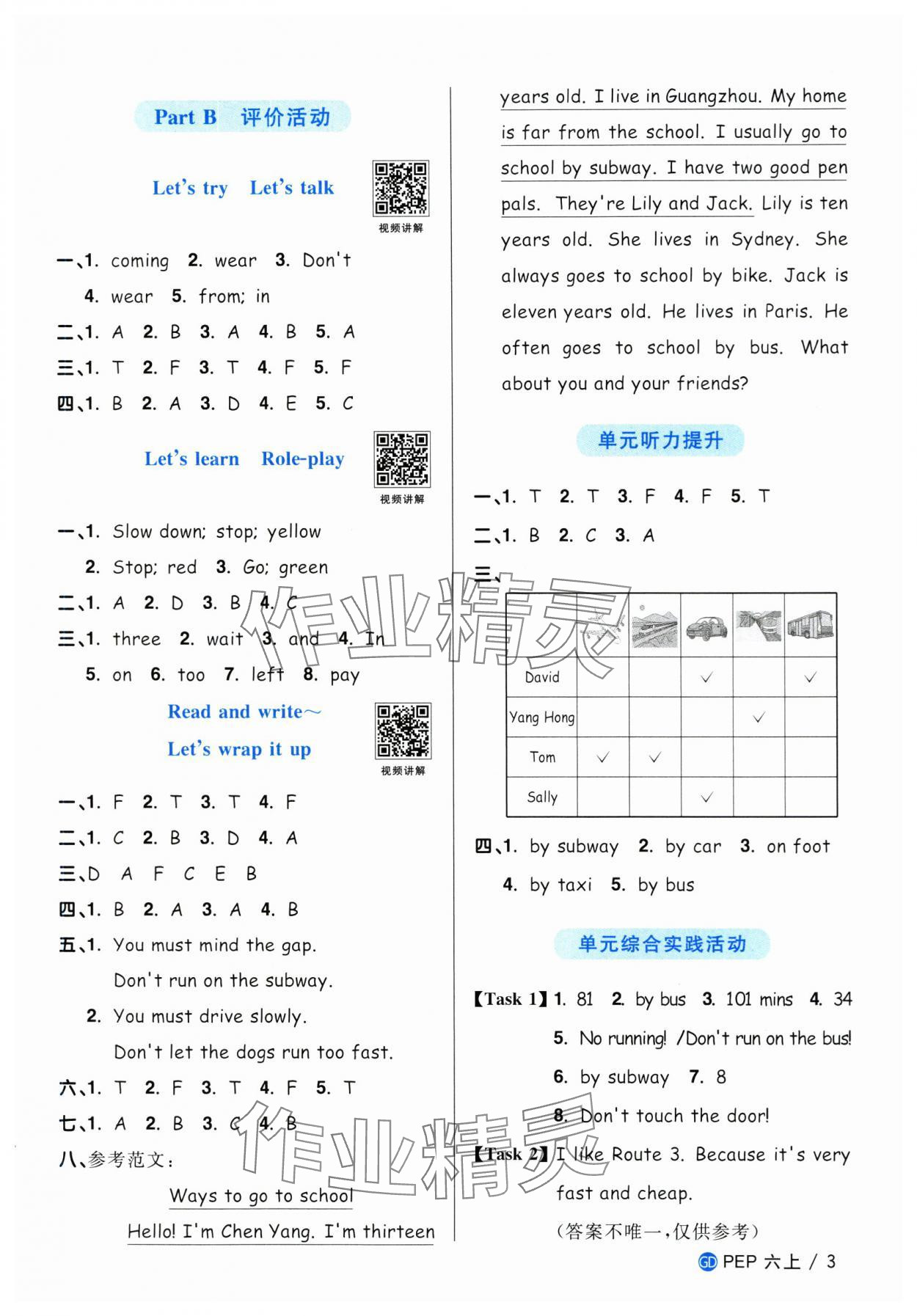 2025年阳光同学课时优化作业六年级英语上册人教版广东专版&nbsp;第3页